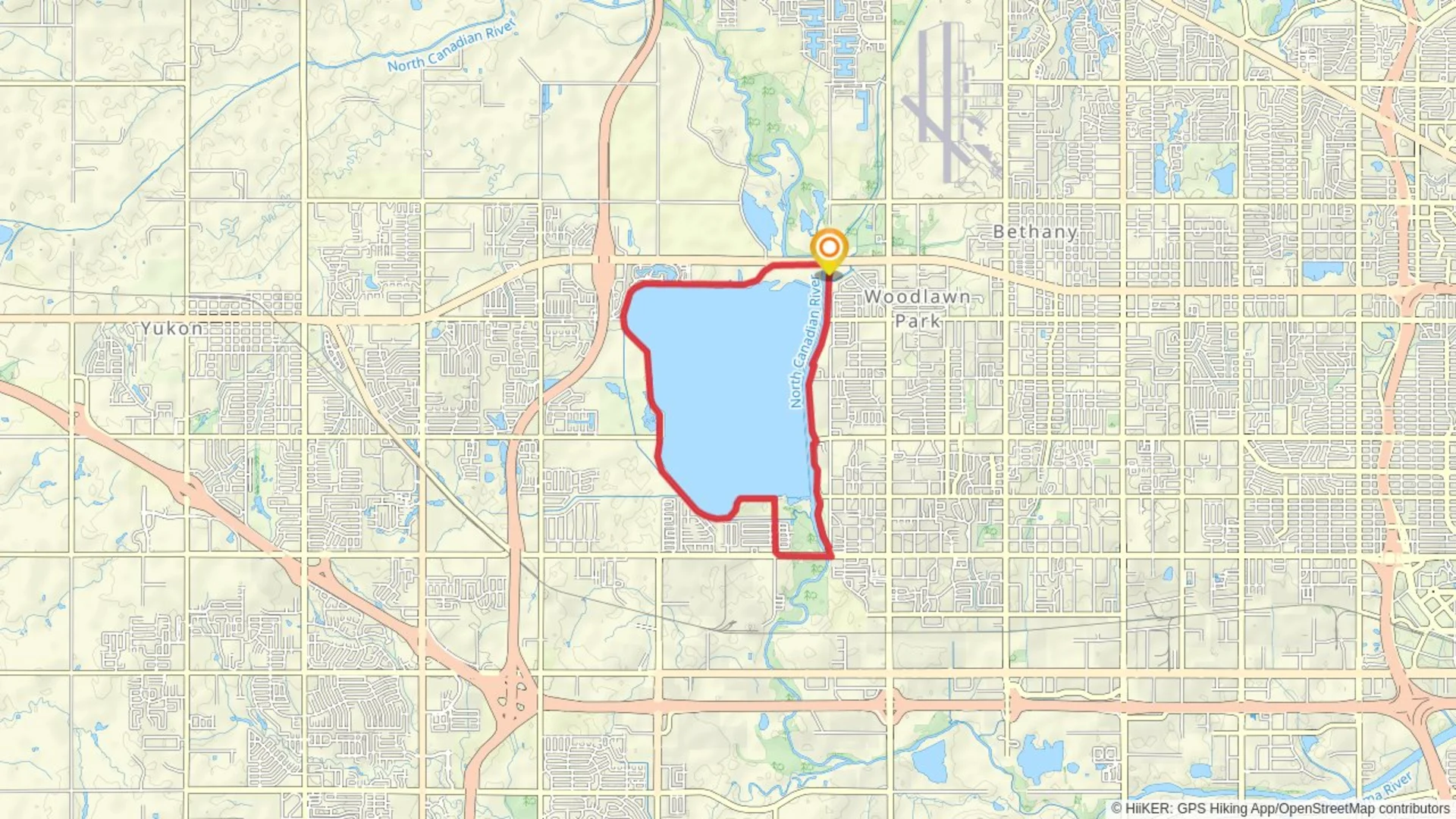 An image depicting the trail Lake Overholser Loop and its surrounding area.