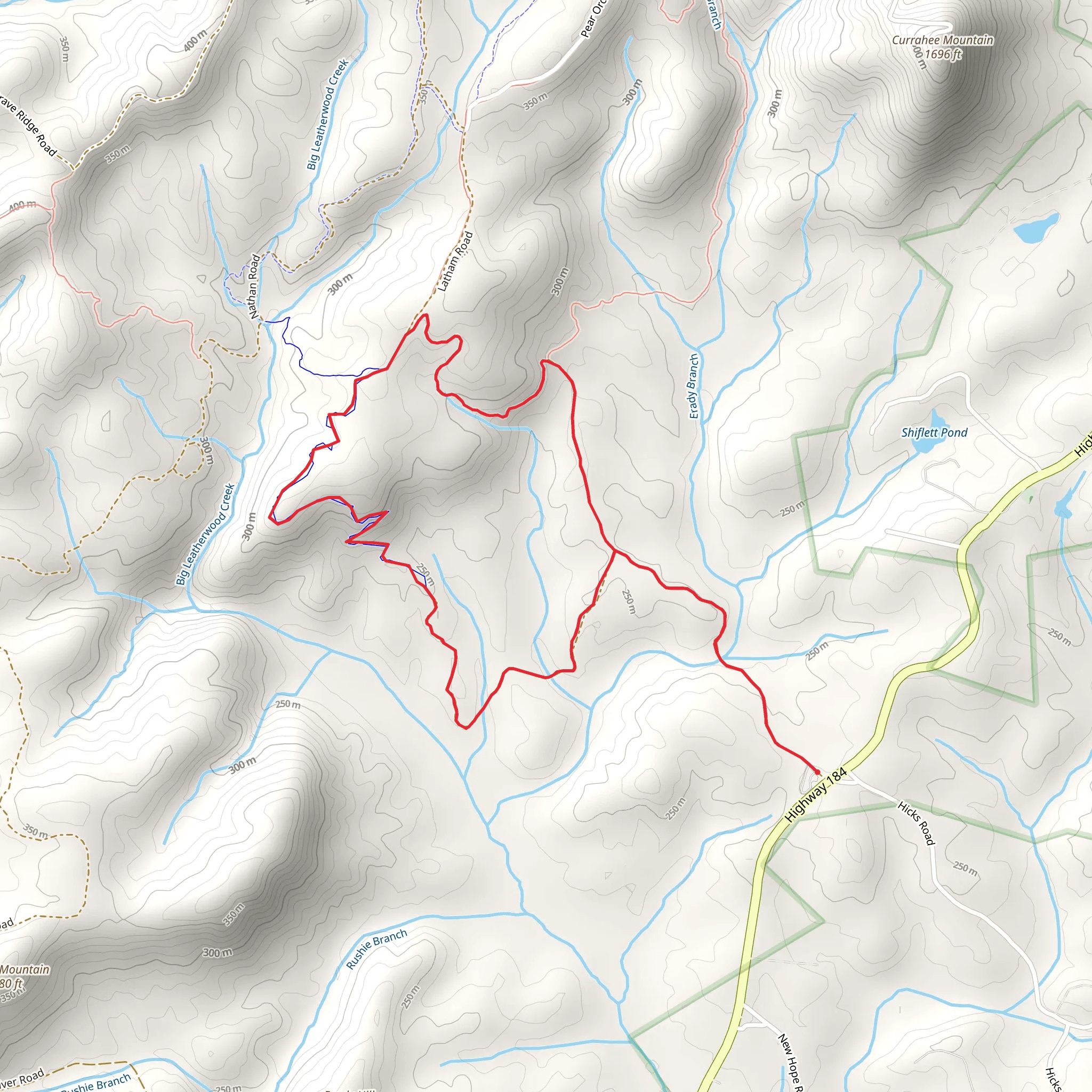 Leatherwood Creek and Frady Branch Trail System Loop mobile static map