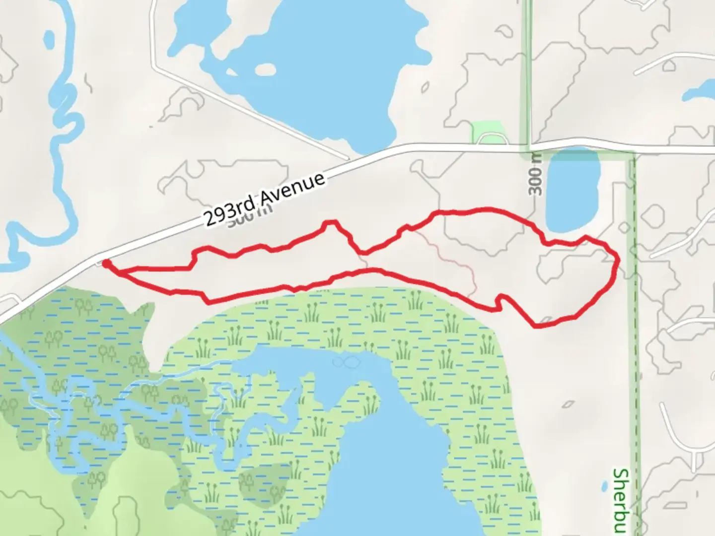 An image depicting the trail Mahnomen Loop Trail and its surrounding area.