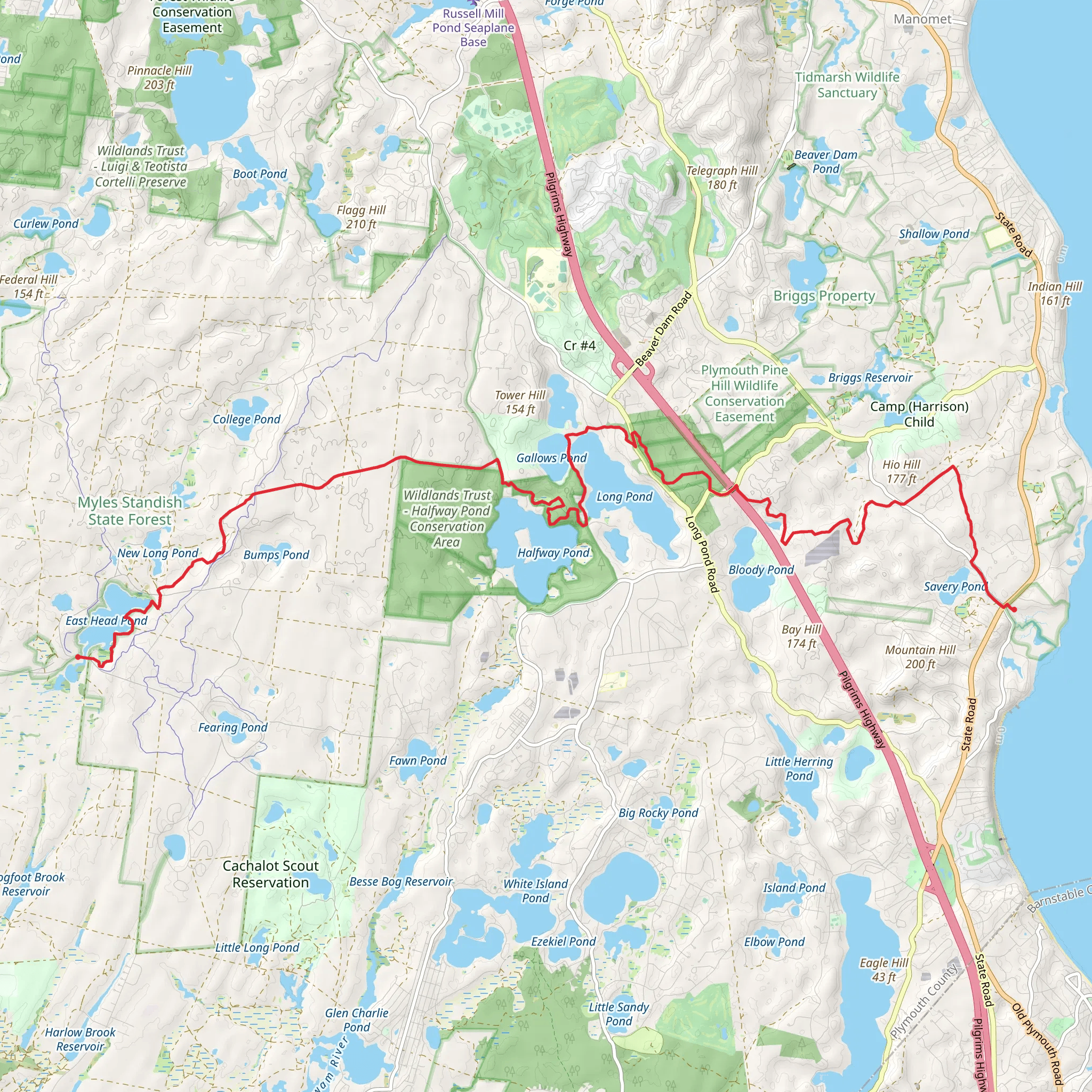 East Head Pond to Savery Pond via The Atlantic Way mobile static map