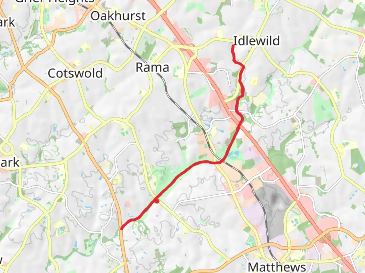An image depicting the trail McAlpine Creek Greenway and Campbell Creek Greenway and its surrounding area.