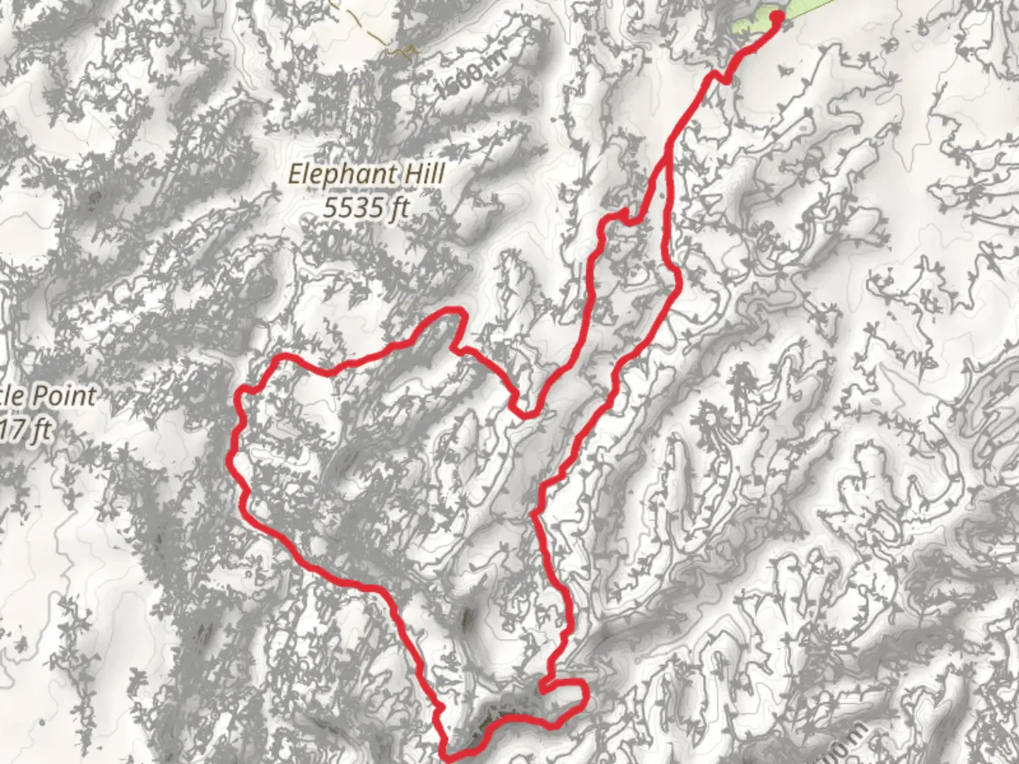 An image depicting the trail Big Spring Canyon Trail and Elephant Canyon Trail and its surrounding area.