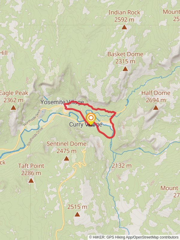 Yosemite Valley Loop Trail mobile static map