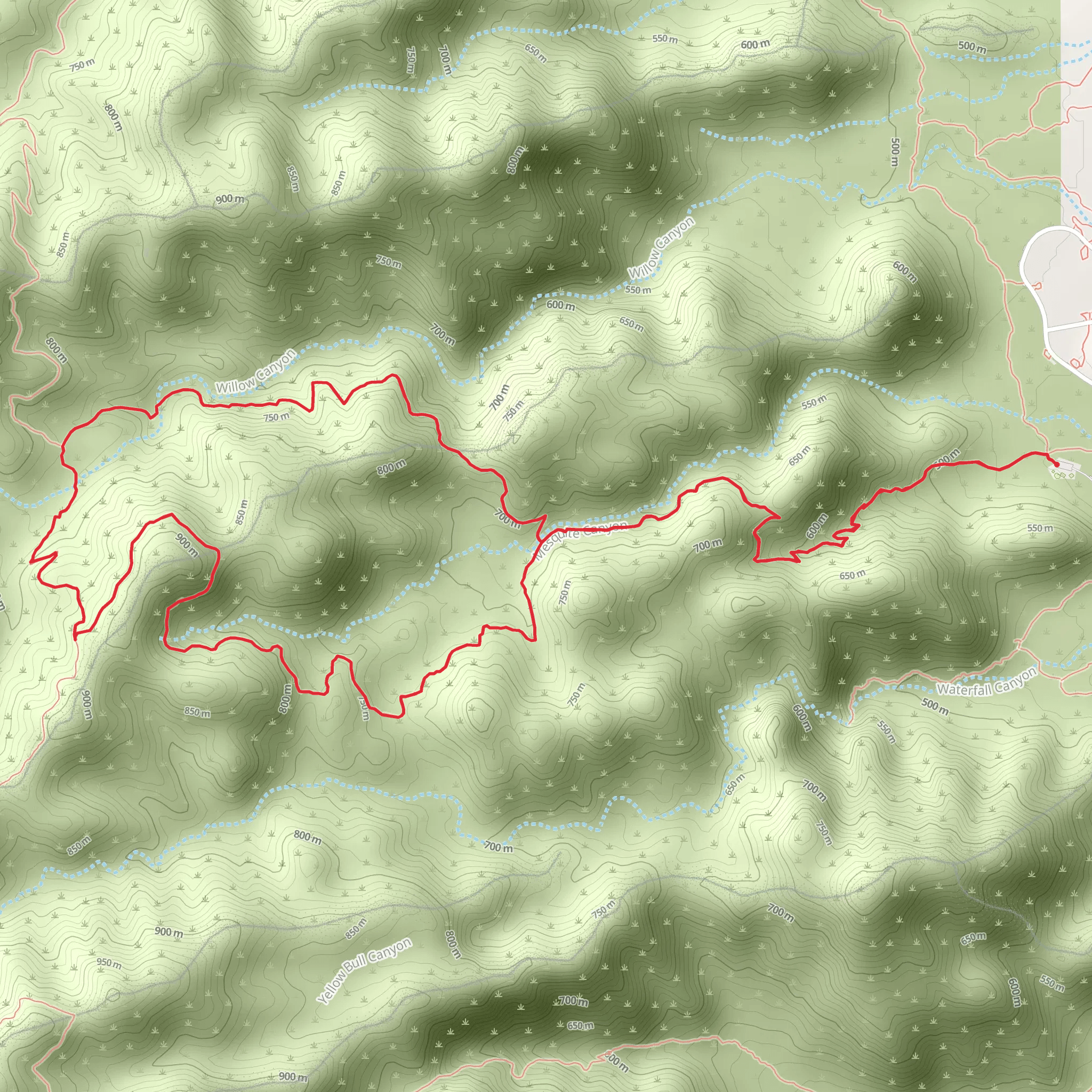 Mesquite Canyon and Willow Canyon Loop Trail mobile static map