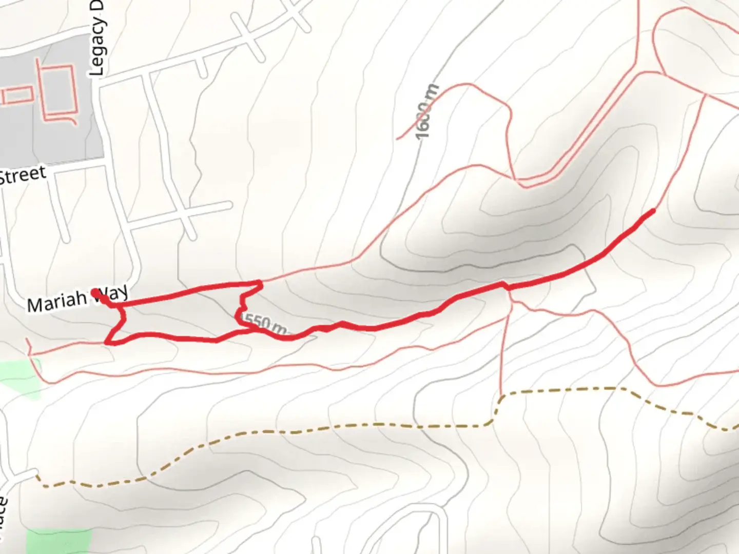 An image depicting the trail Mariah Way Loop and its surrounding area.