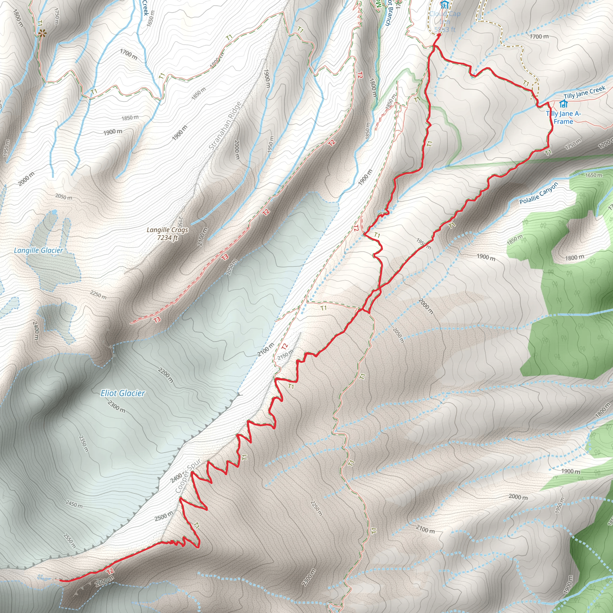 Tilly Jane Trail and Copper Spur TrailShort mobile static map