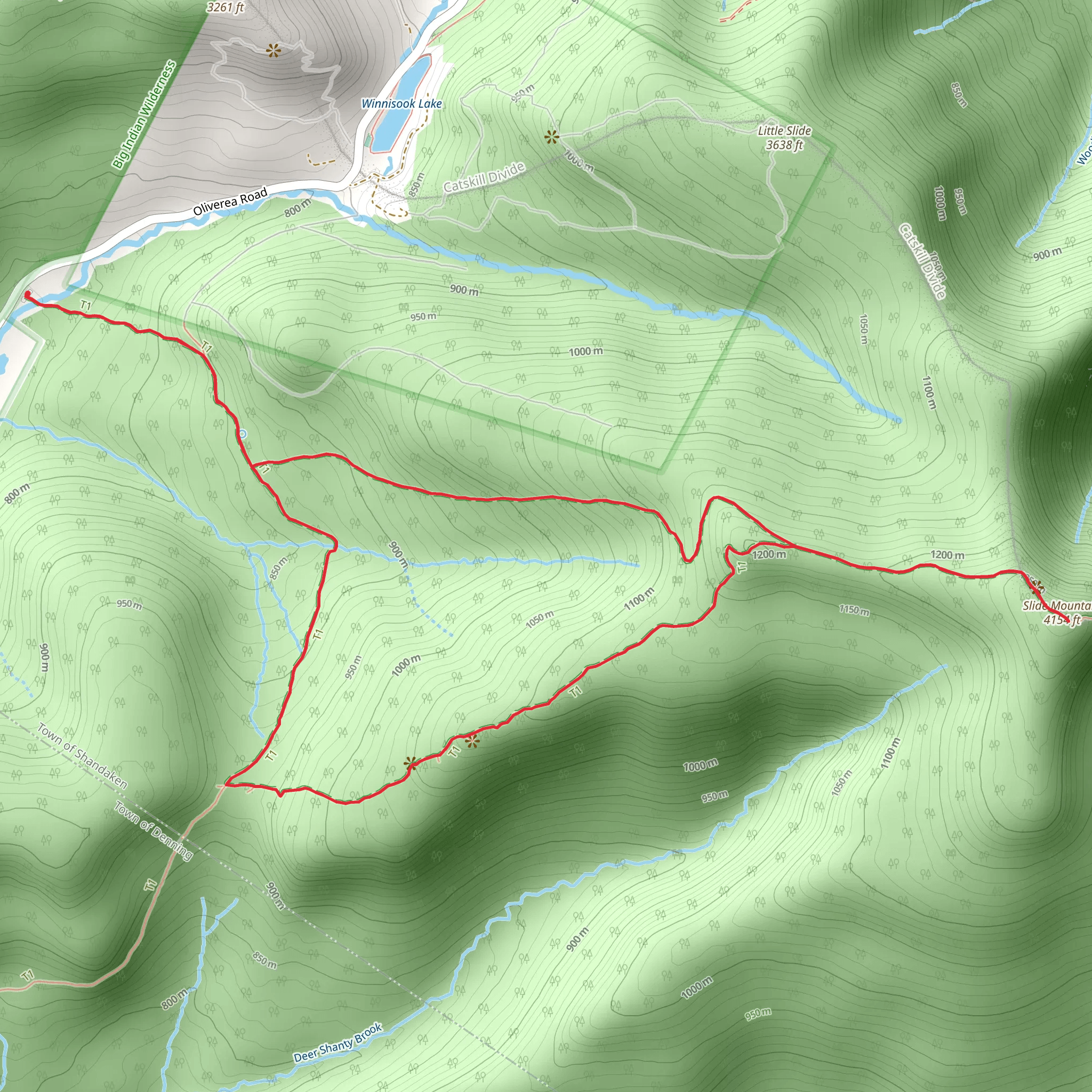 Slide Mountain Loop via Curtis - Ormsbee Trail and Wittenberg - Cornell Slide Trail mobile static map