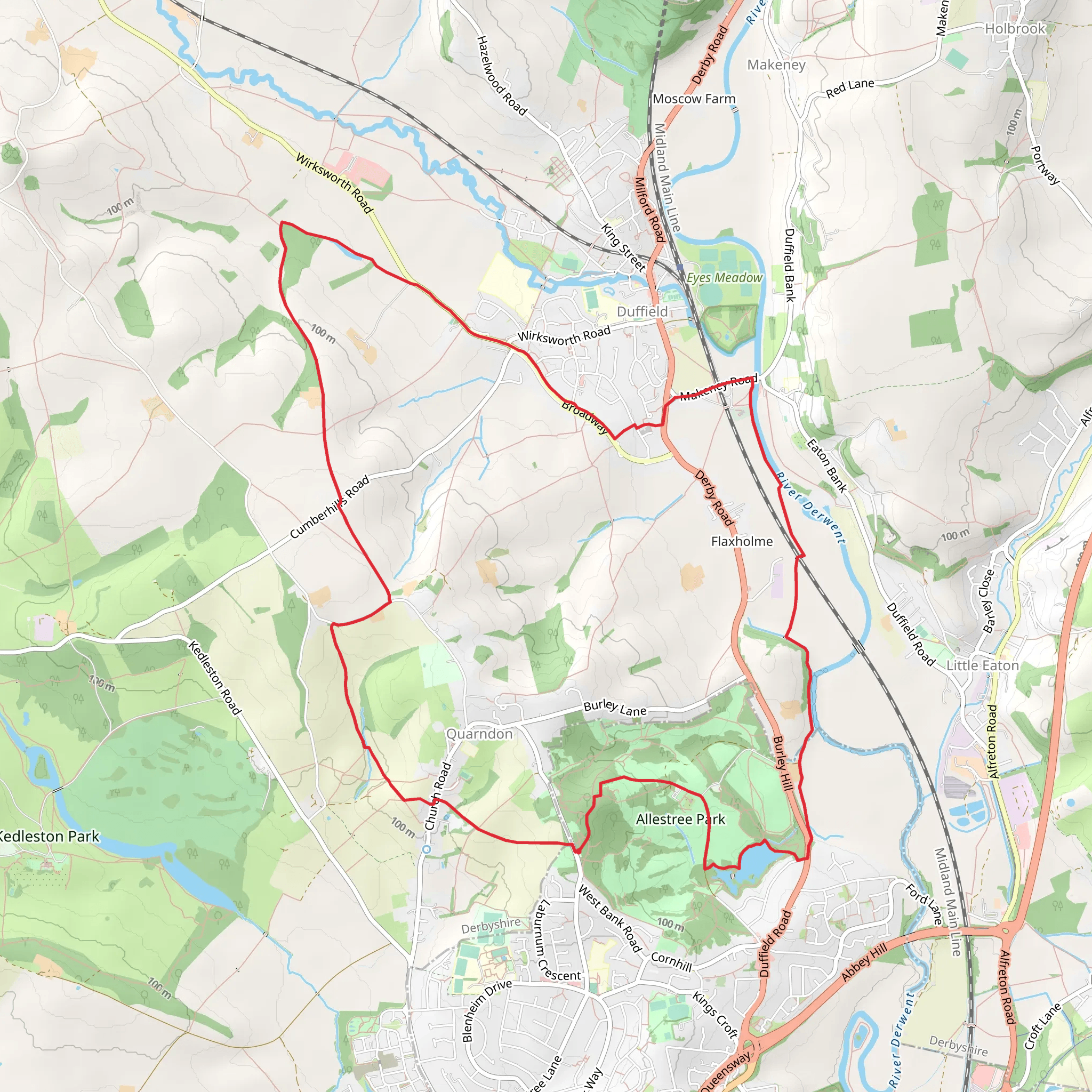 Allestree Park and Lake Walk mobile static map