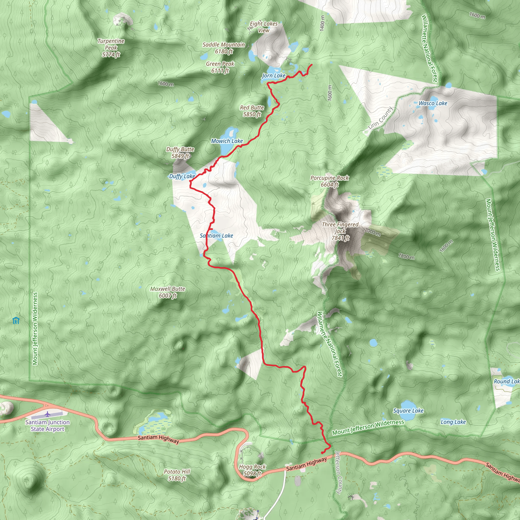 Bowerman, Little Bowerman, Jorn, Red Butte, Mowich, Duffy and Sanitam Lakes mobile static map