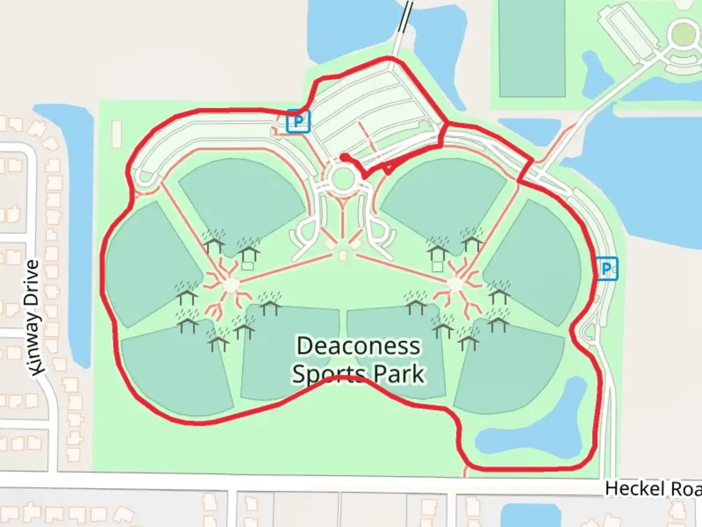 An image depicting the trail Deaconess Sports Park Loop and its surrounding area.