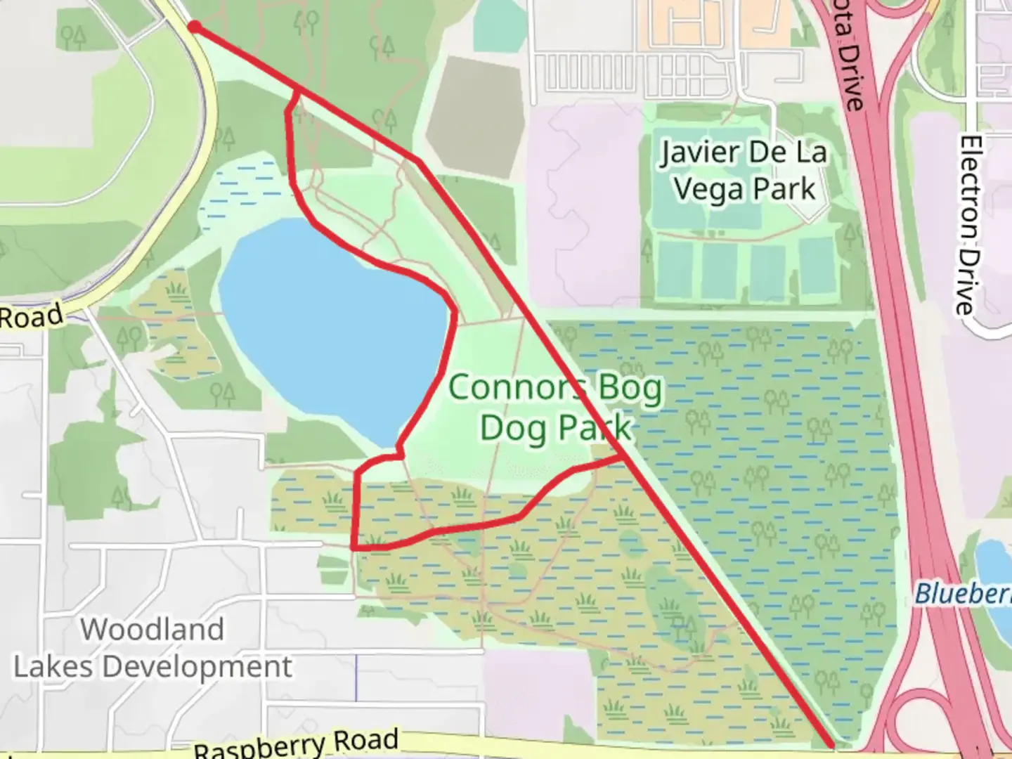 An image depicting the trail Loop Beside Conners Lake and its surrounding area.
