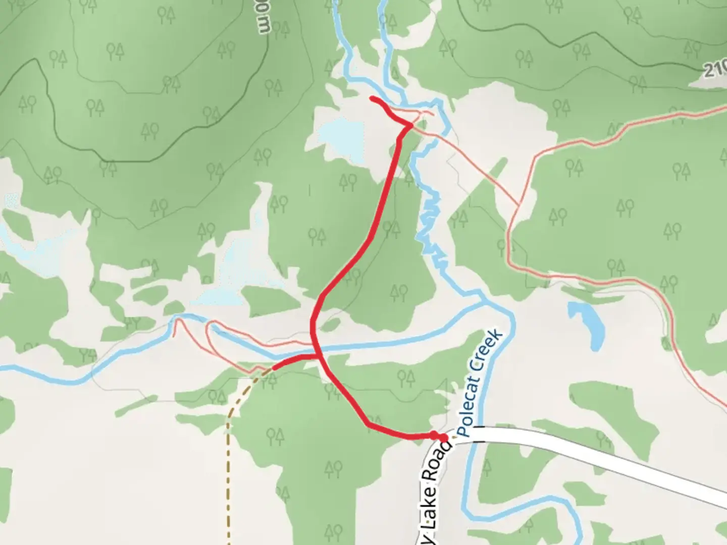 An image depicting the trail Polecat Creek and its surrounding area.