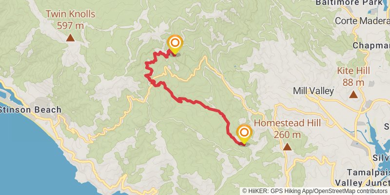 Muir Woods to Mount Tam East Peak Loop Trail stage 2 Map