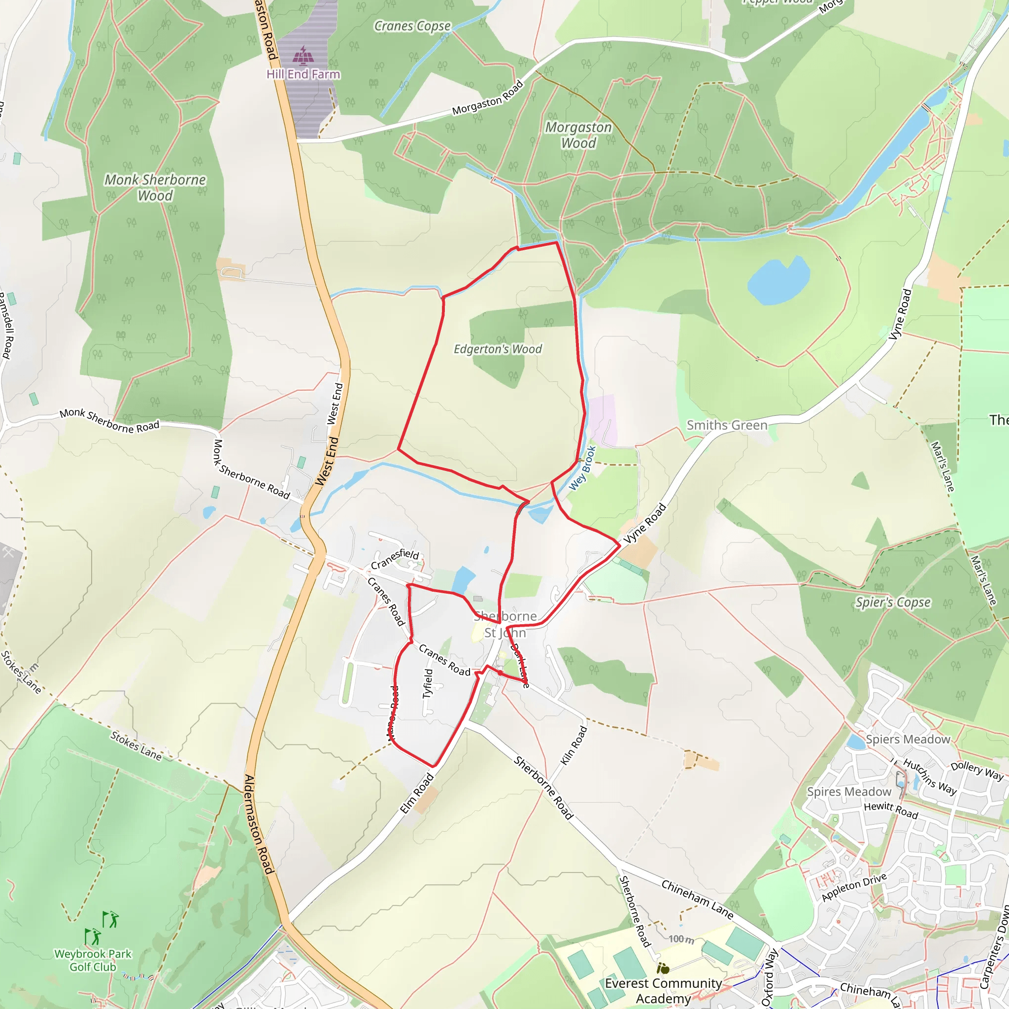 Sherborne St John Loop mobile static map