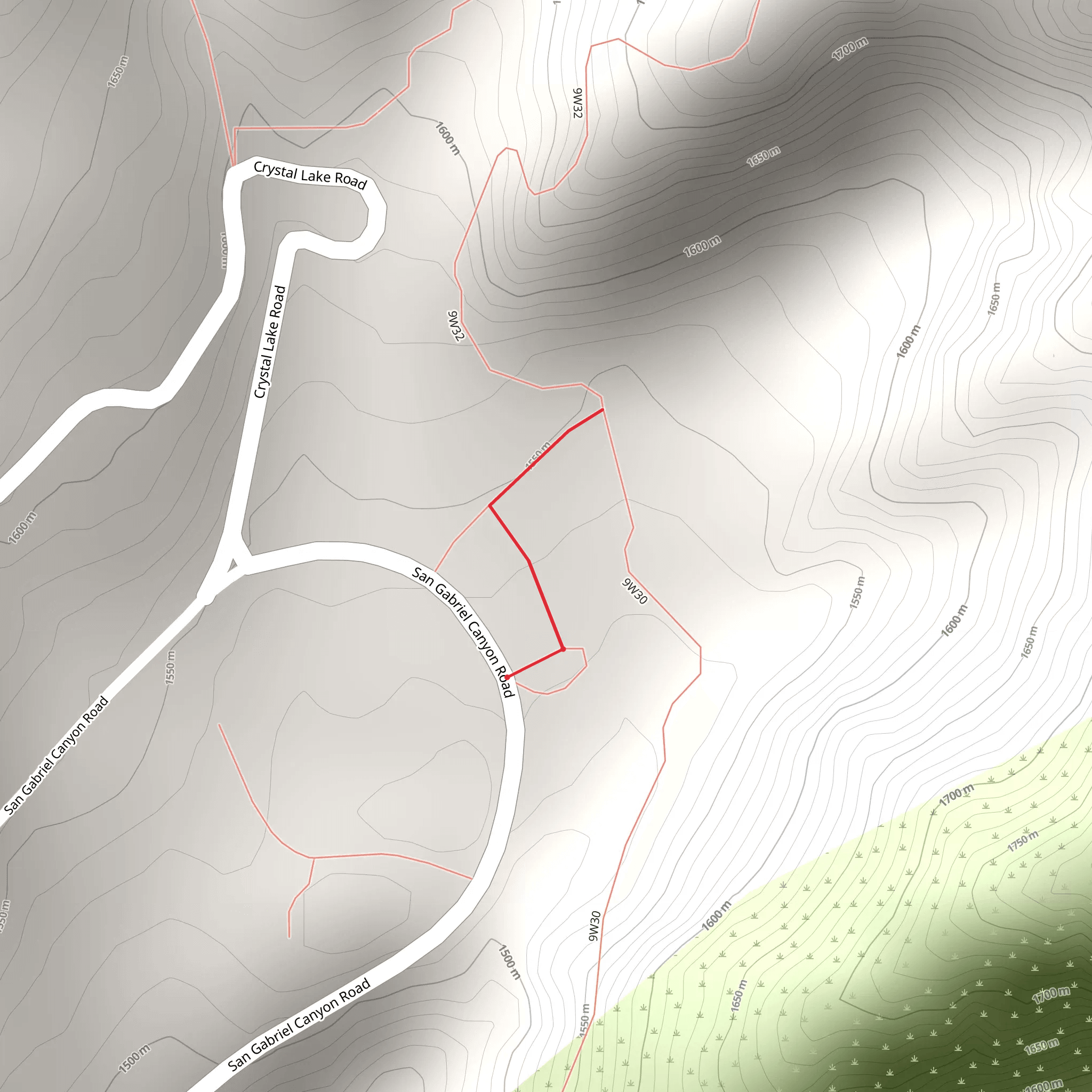 San Gabriel Canyon Road mobile static map
