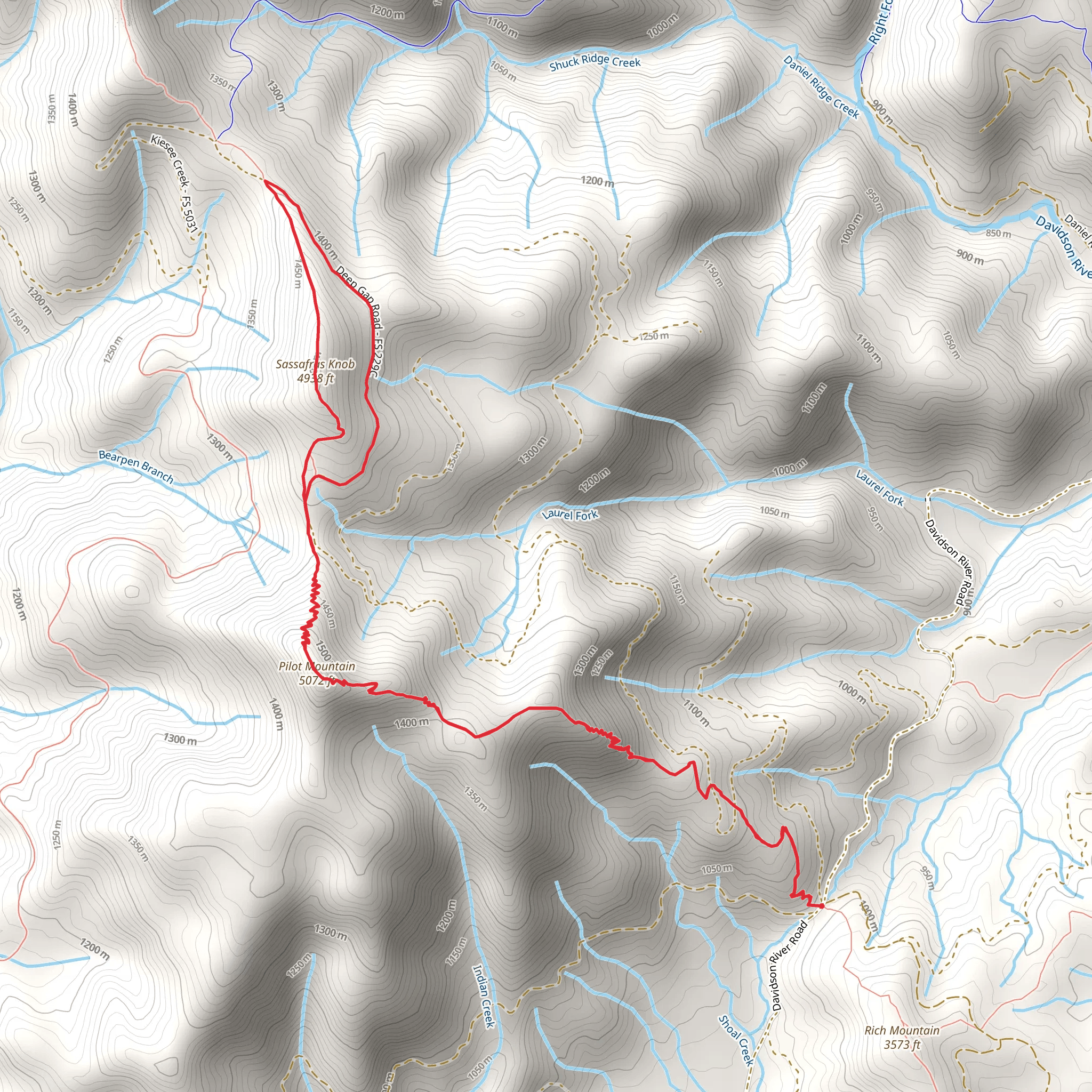 Sassafras Knob and Art Loeb Loop Trail mobile static map