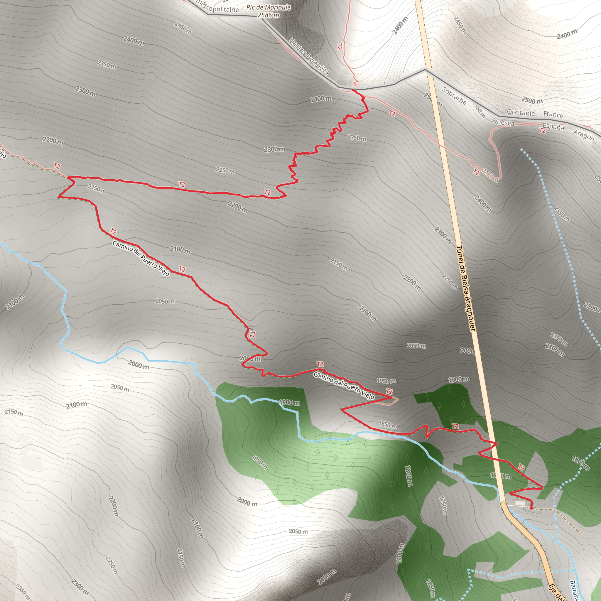 Path of Puerto de la Forqueta PR HU 182b mobile static map