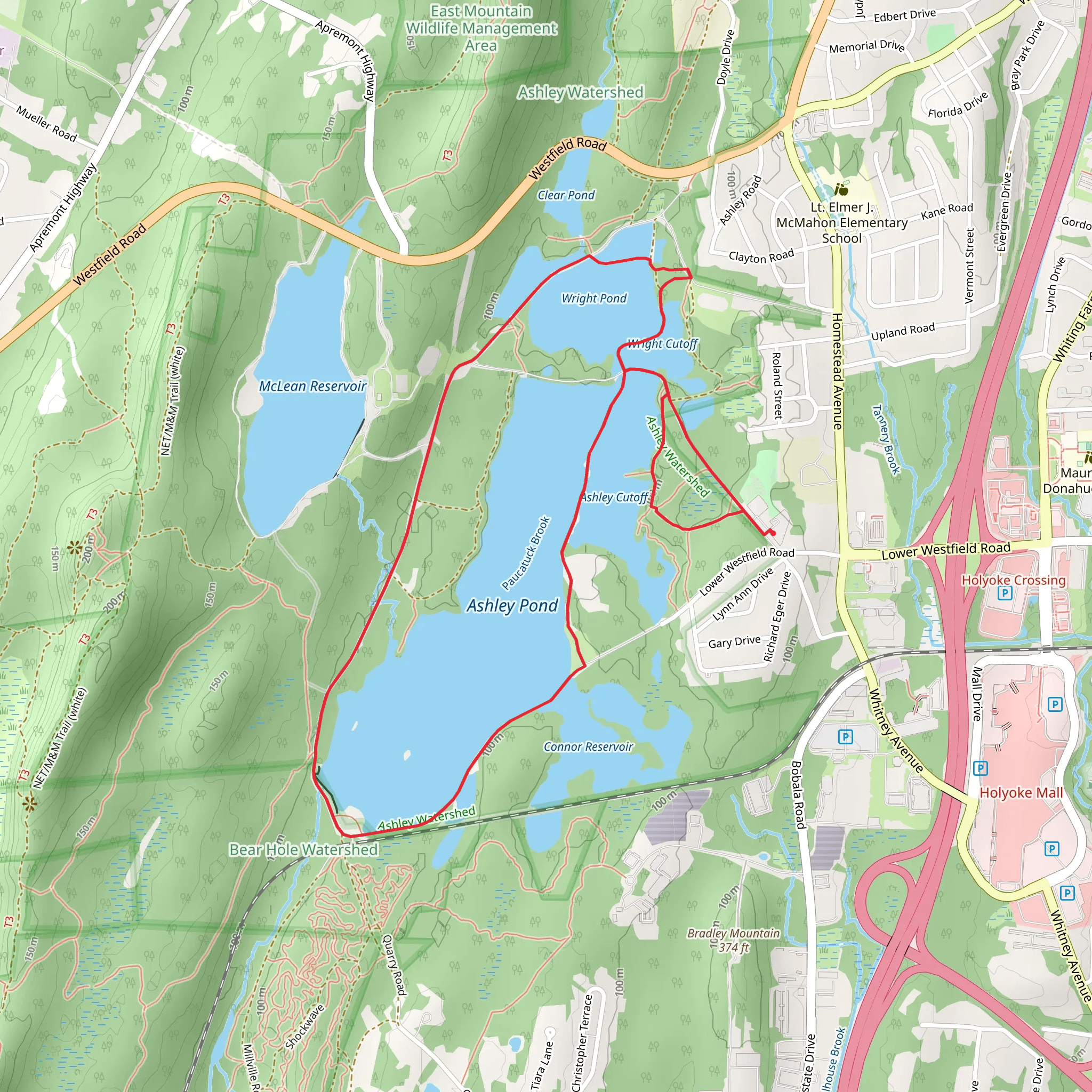 Ashley Pond - Wright Pond Loop mobile static map