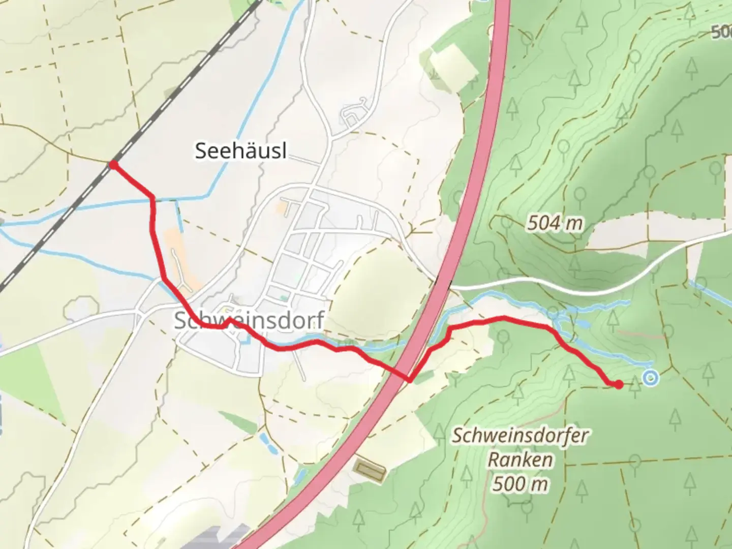 An image depicting the trail Schweinsdorf Walk and its surrounding area.