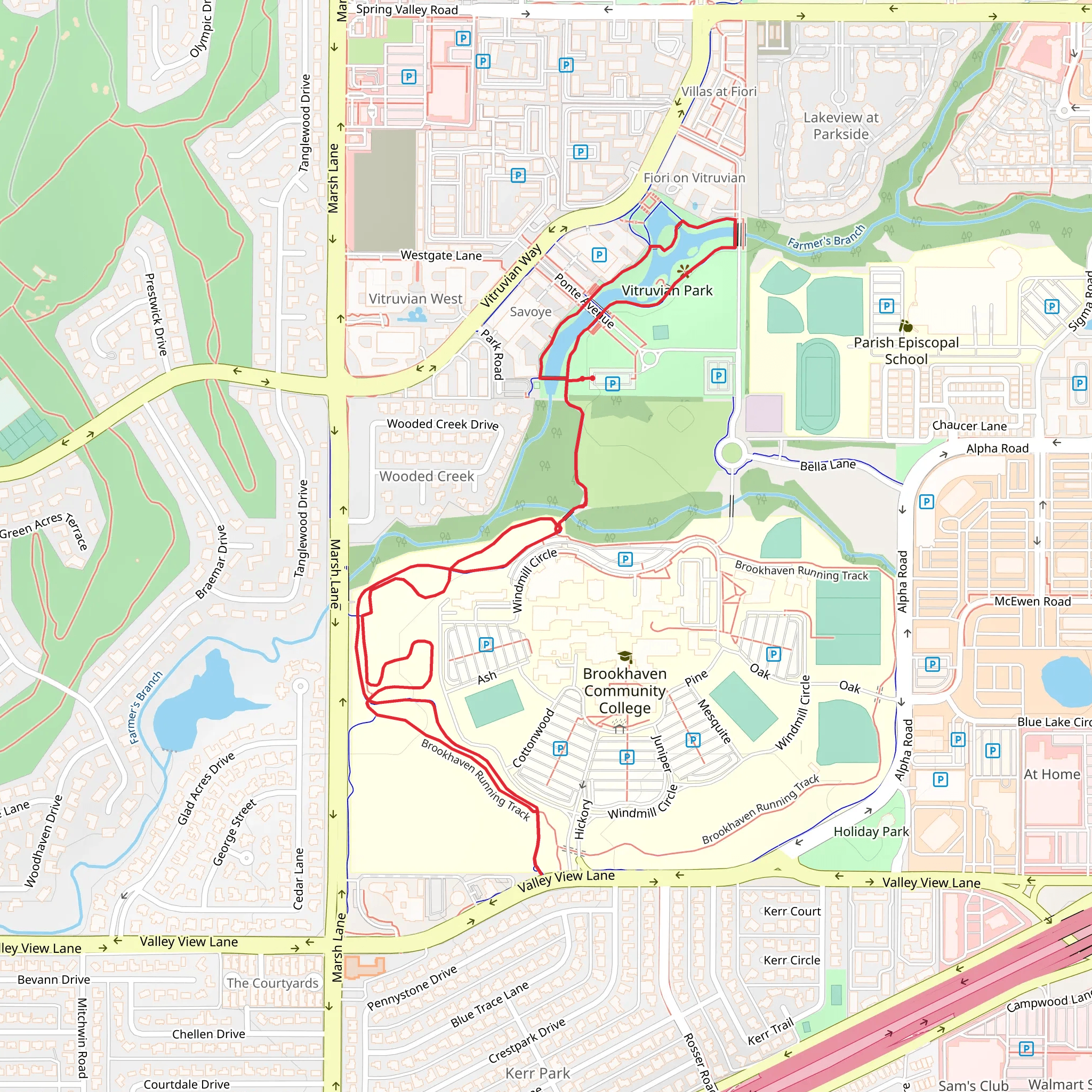 Farmer's Branch and Brookhaven Running Track mobile static map