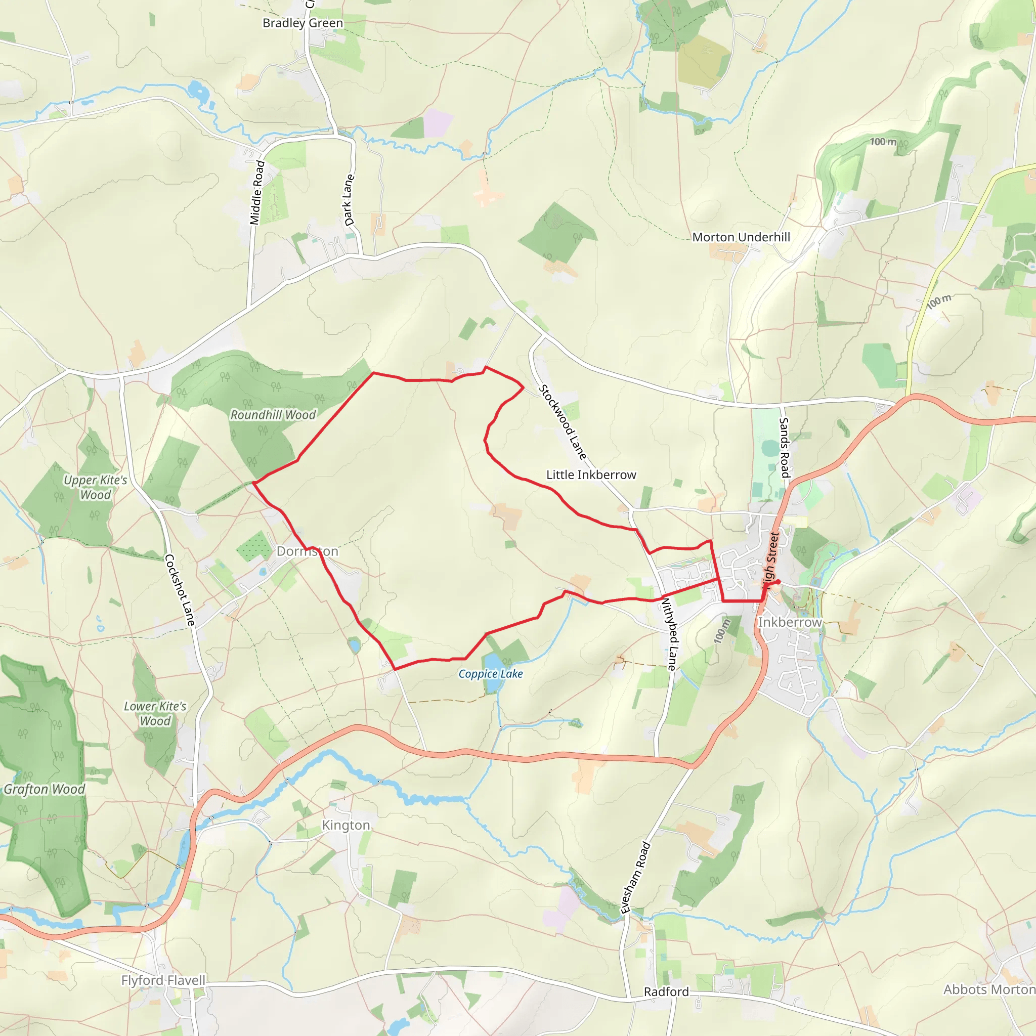 Dormston from Inkberrow Circular mobile static map