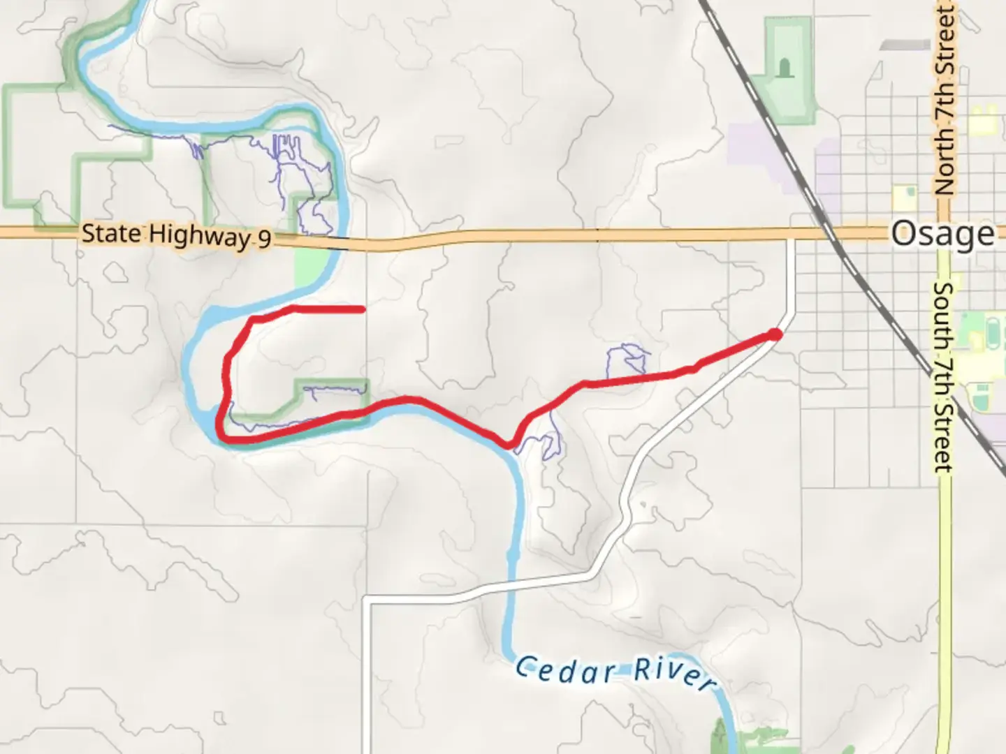 An image depicting the trail Cedar River via Cedar River Greenbelt and its surrounding area.
