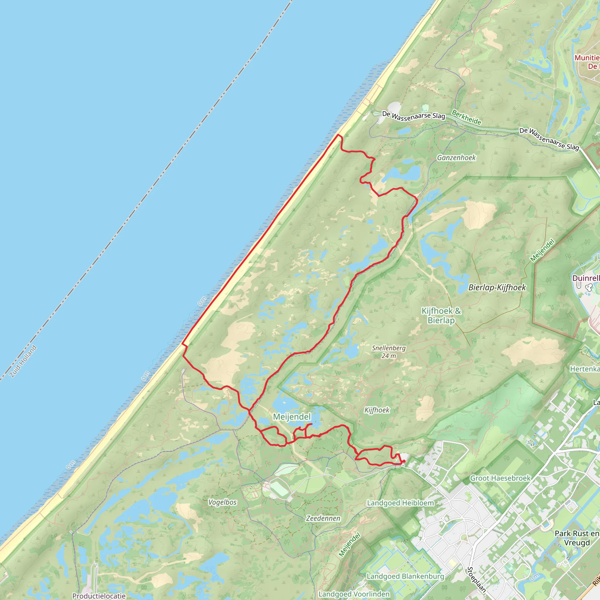 Sparregat, Tafelberg, Meijendel Vogelkijkscherm and Panneduin Loop mobile static map