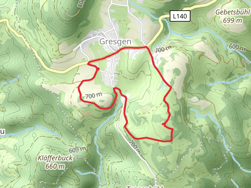 Ruemmelesbuehl via Hummelsberg Rundweg and Gresgen mobile static map
