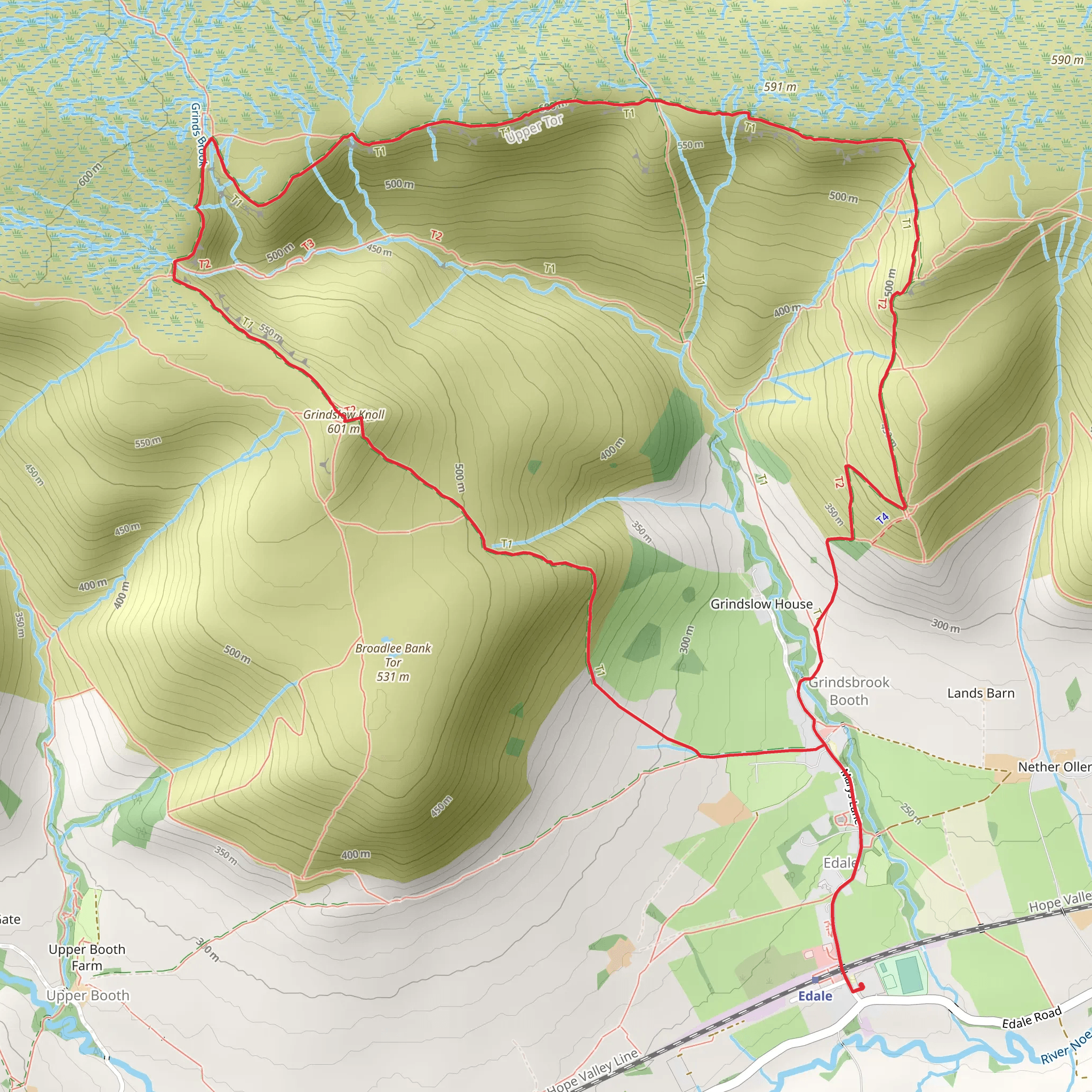 Nether Tor and Grindslow Knoll Carin Loop mobile static map