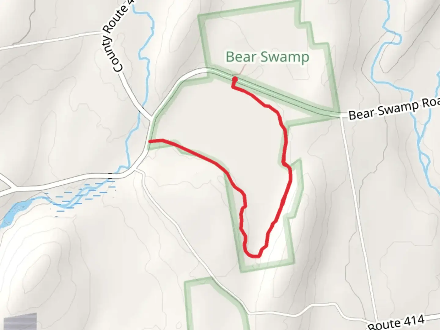 An image depicting the trail Bear Swamp Road - Yellow Trail and its surrounding area.