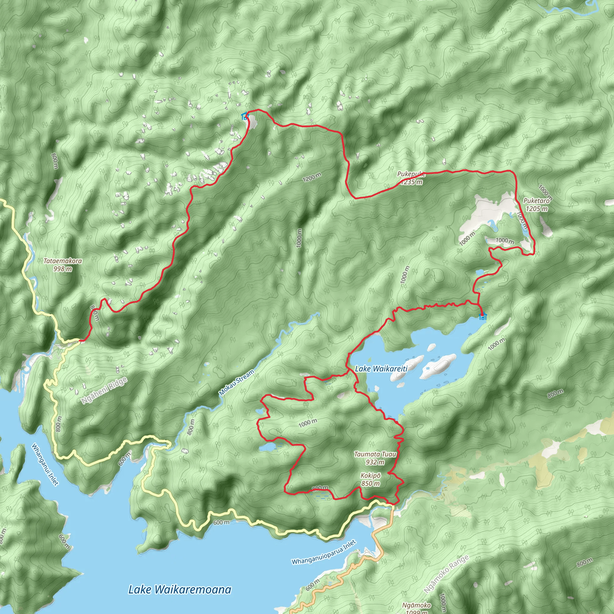 Manuoha to Waikareiti Track mobile static map