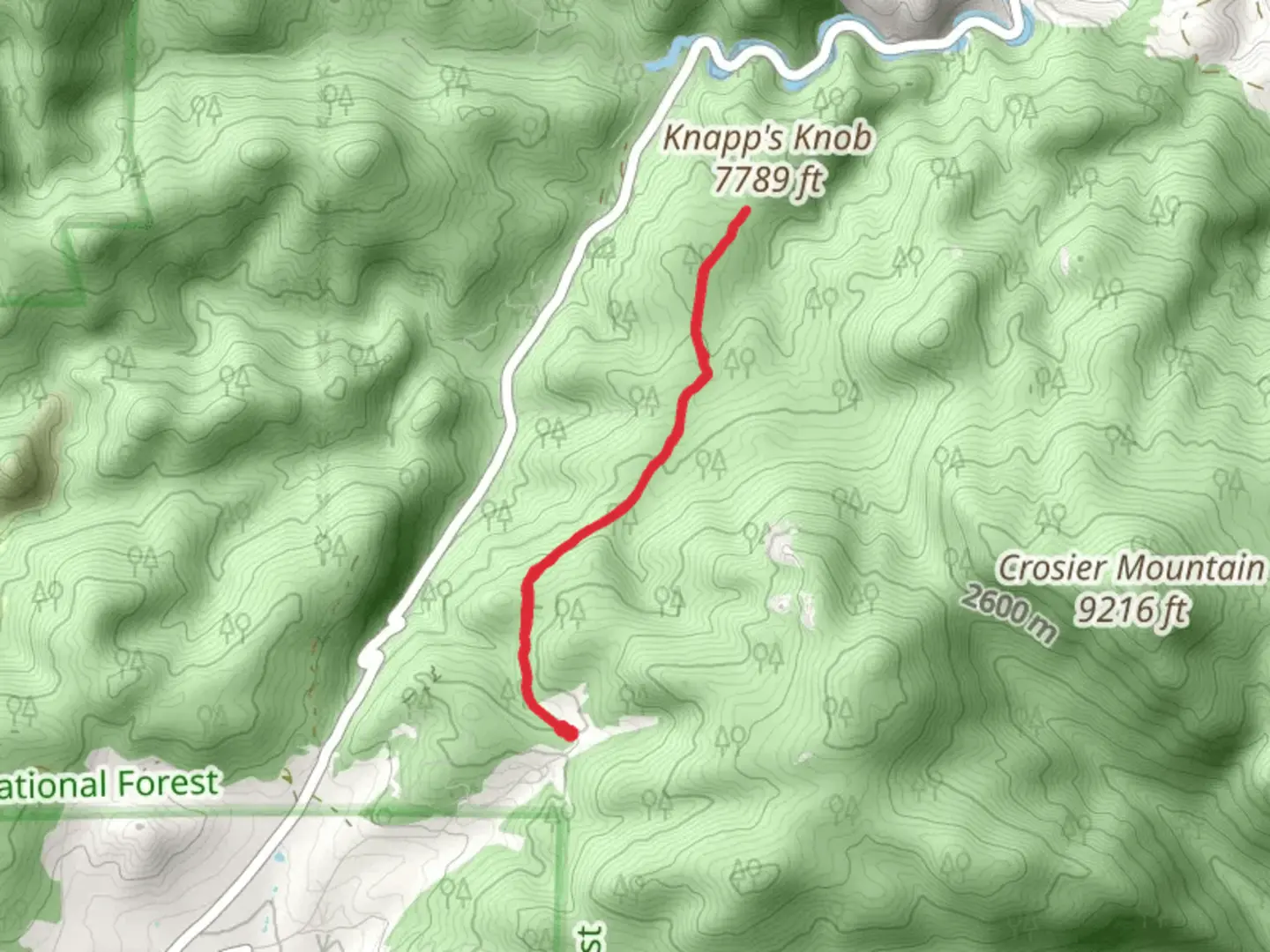 An image depicting the trail Crosier Mountain H-G Trail and its surrounding area.