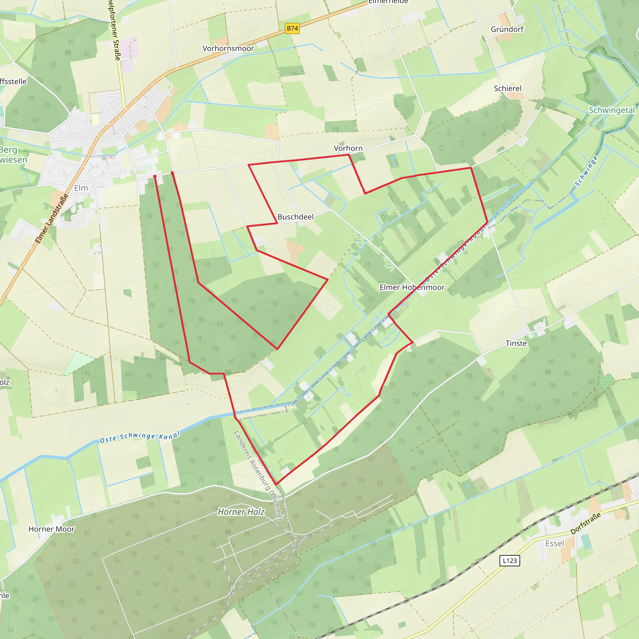 Nordpfad Hinterholz und Hohenmoor mobile static map