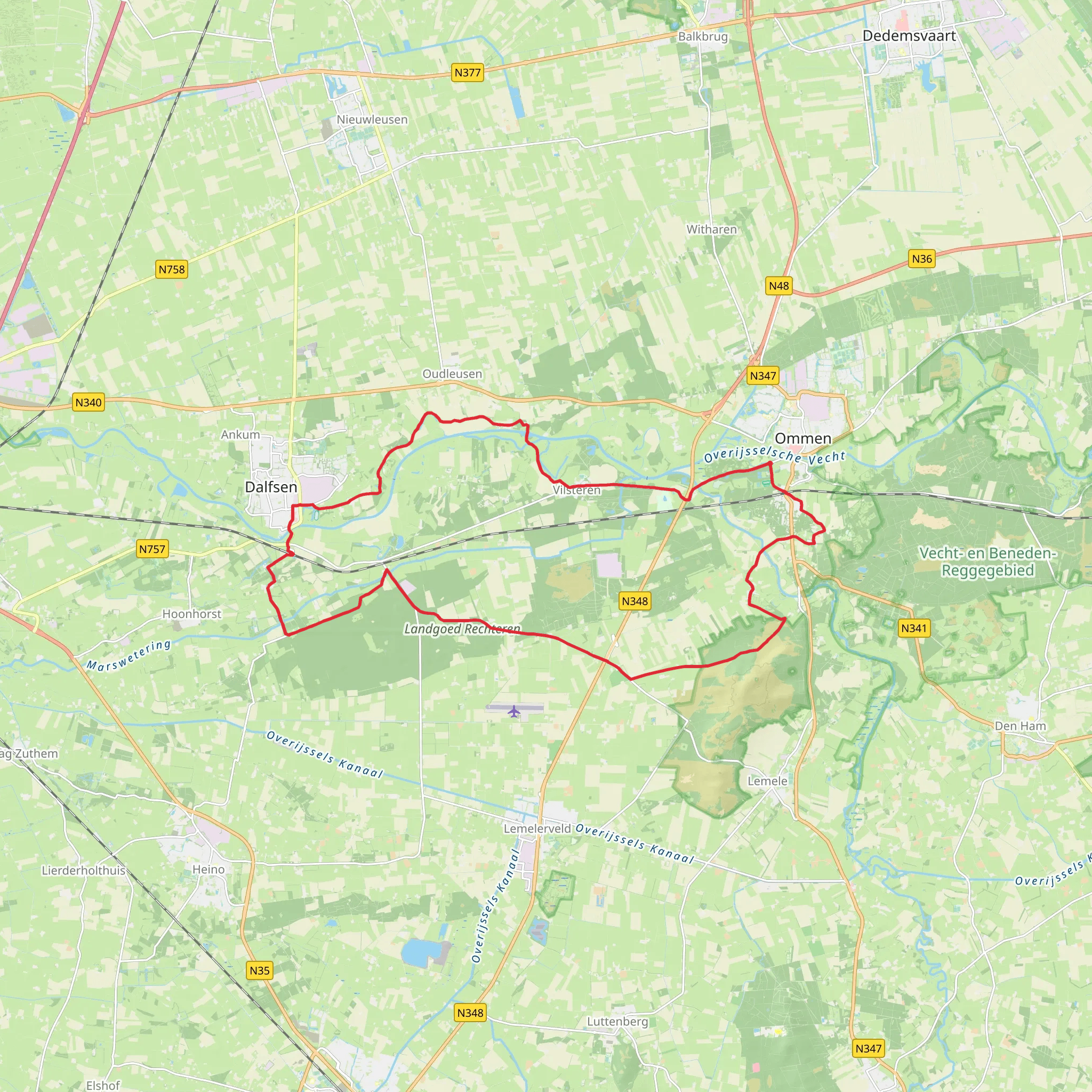 Giethemer Kerkpad, Oude Raalterweg, Diezerstraat and Stuwepad Loop mobile static map