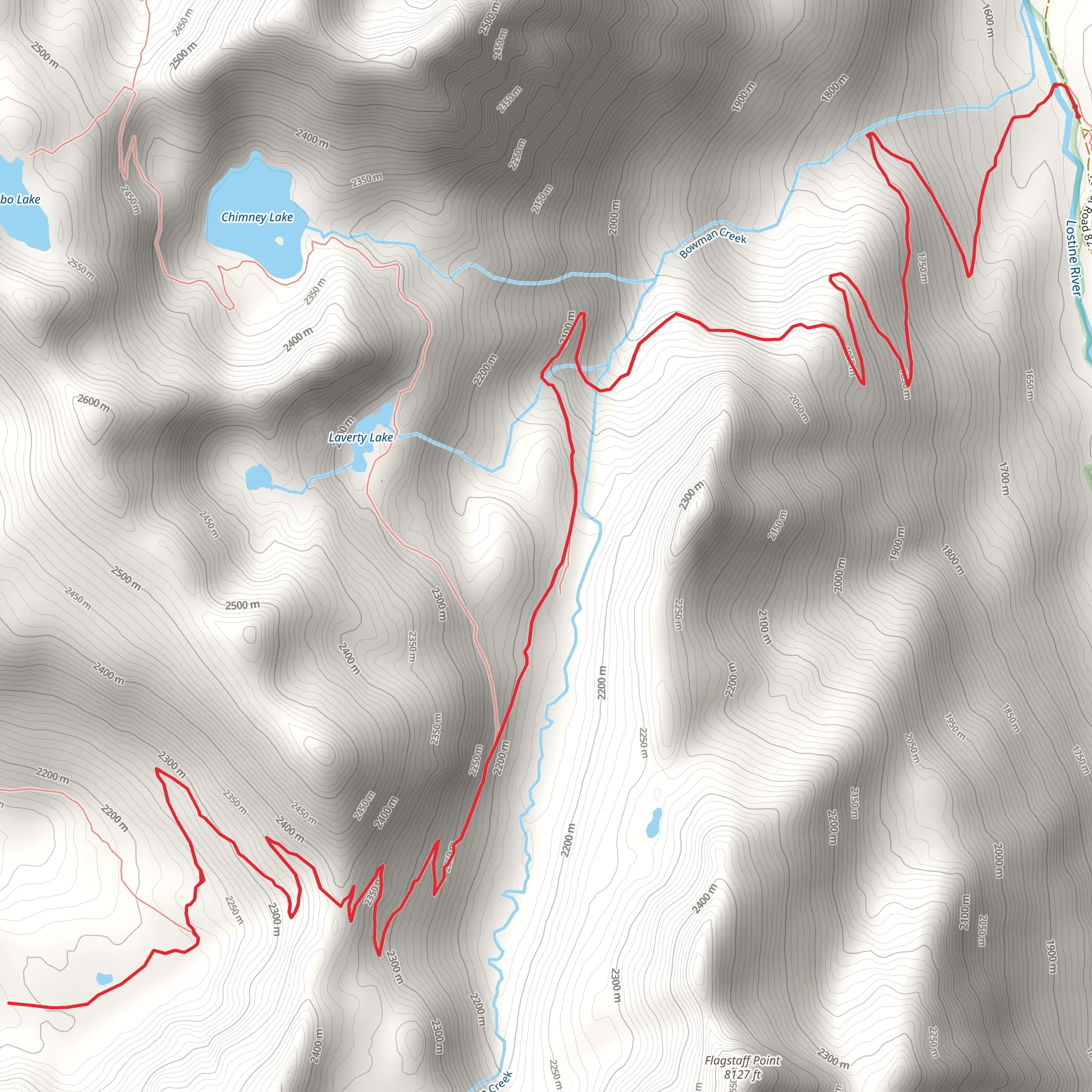 John Henry Lake via Bowman Trail mobile static map