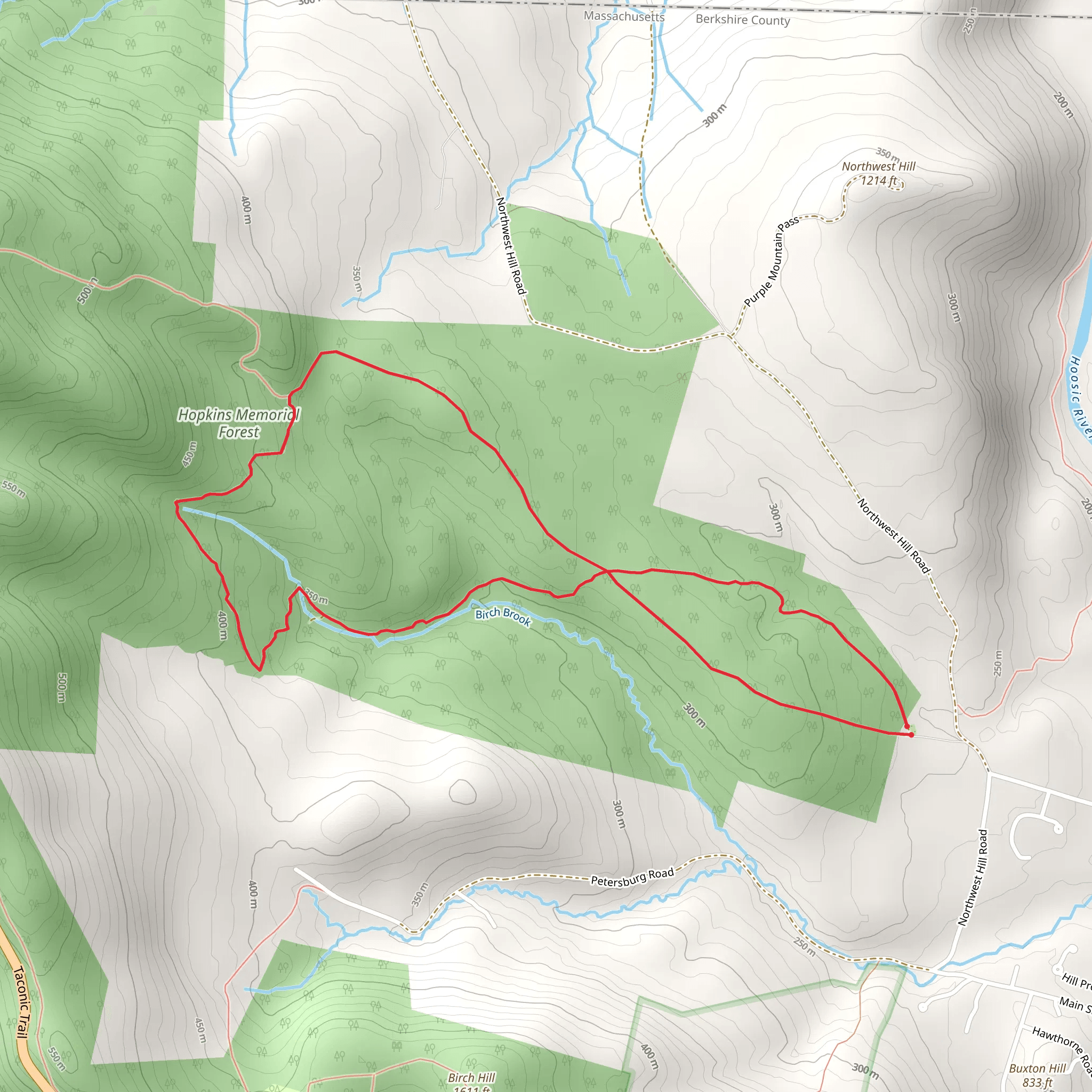Hopkins Memorial Forest via Birch Brook Trail mobile static map