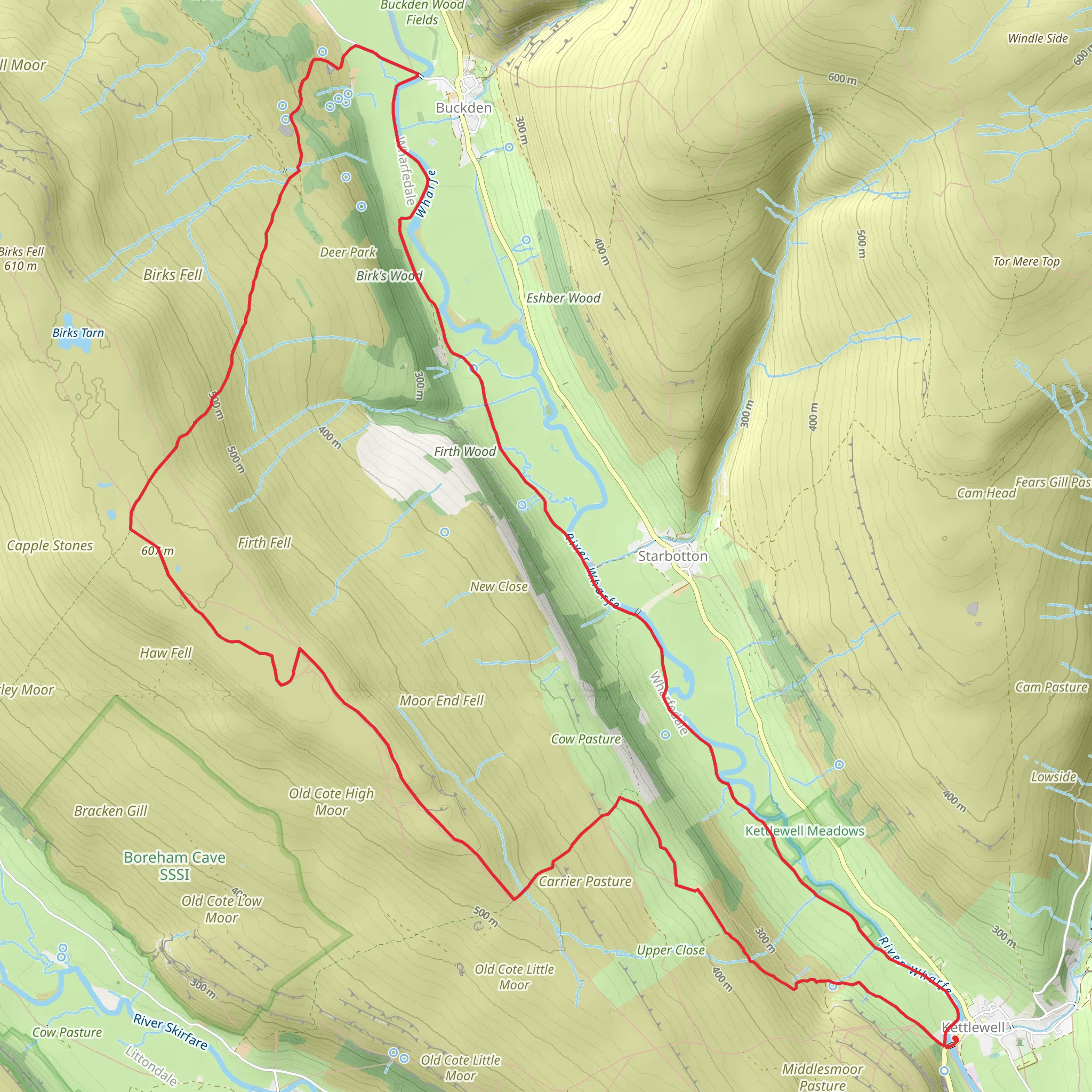 Kettlewell to Buckden Loop via Old Cote Moor Top mobile static map