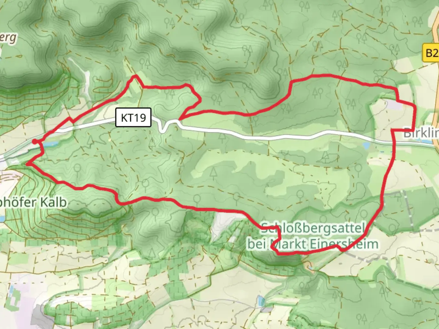 An image depicting the trail Traumrunde Iphofen and its surrounding area.