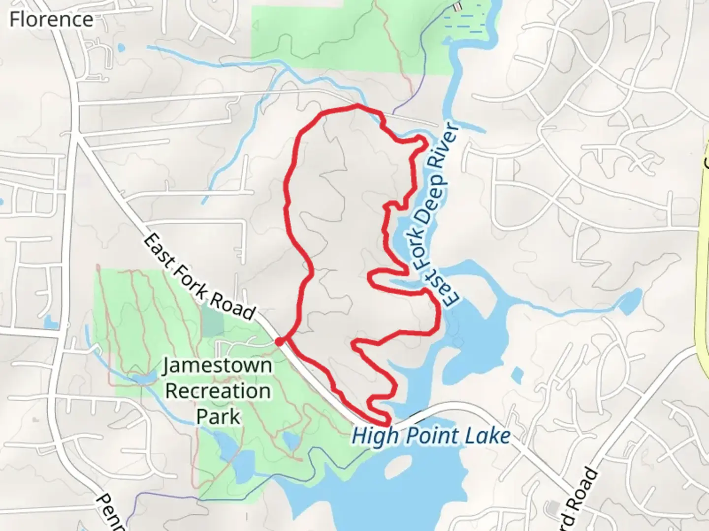 An image depicting the trail Bicentennial Greenway Loop and its surrounding area.