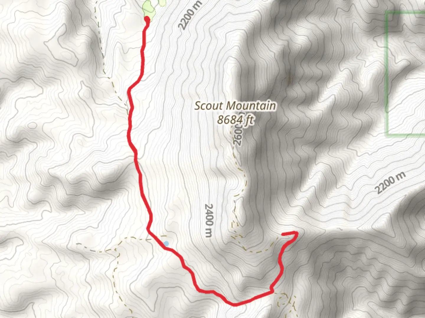 An image depicting the trail Scout Mountain Top Road and its surrounding area.