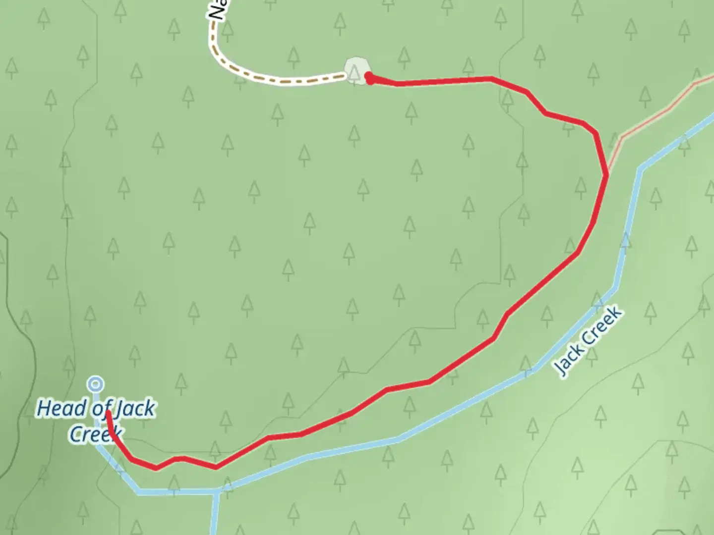 An image depicting the trail Jack Creek and its surrounding area.