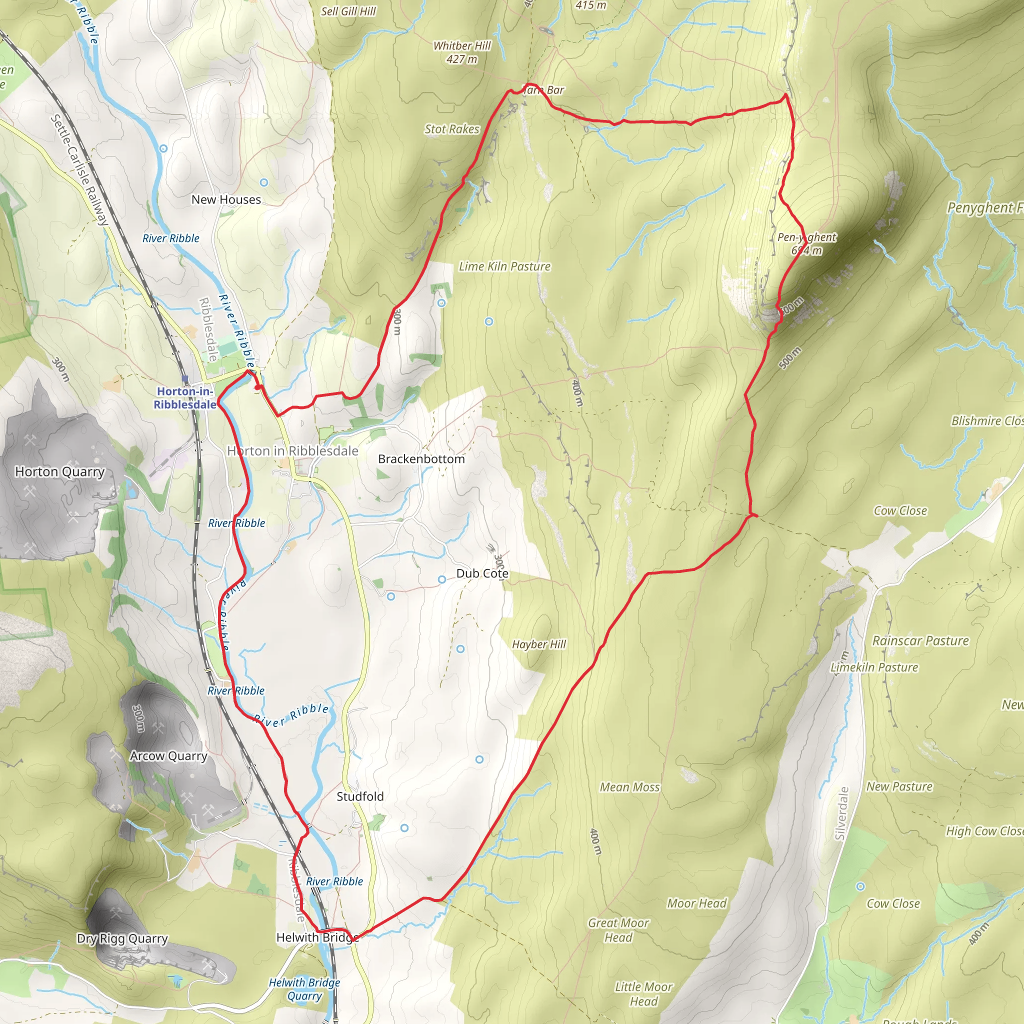 Pen-y-ghent and River Ribble Loop mobile static map