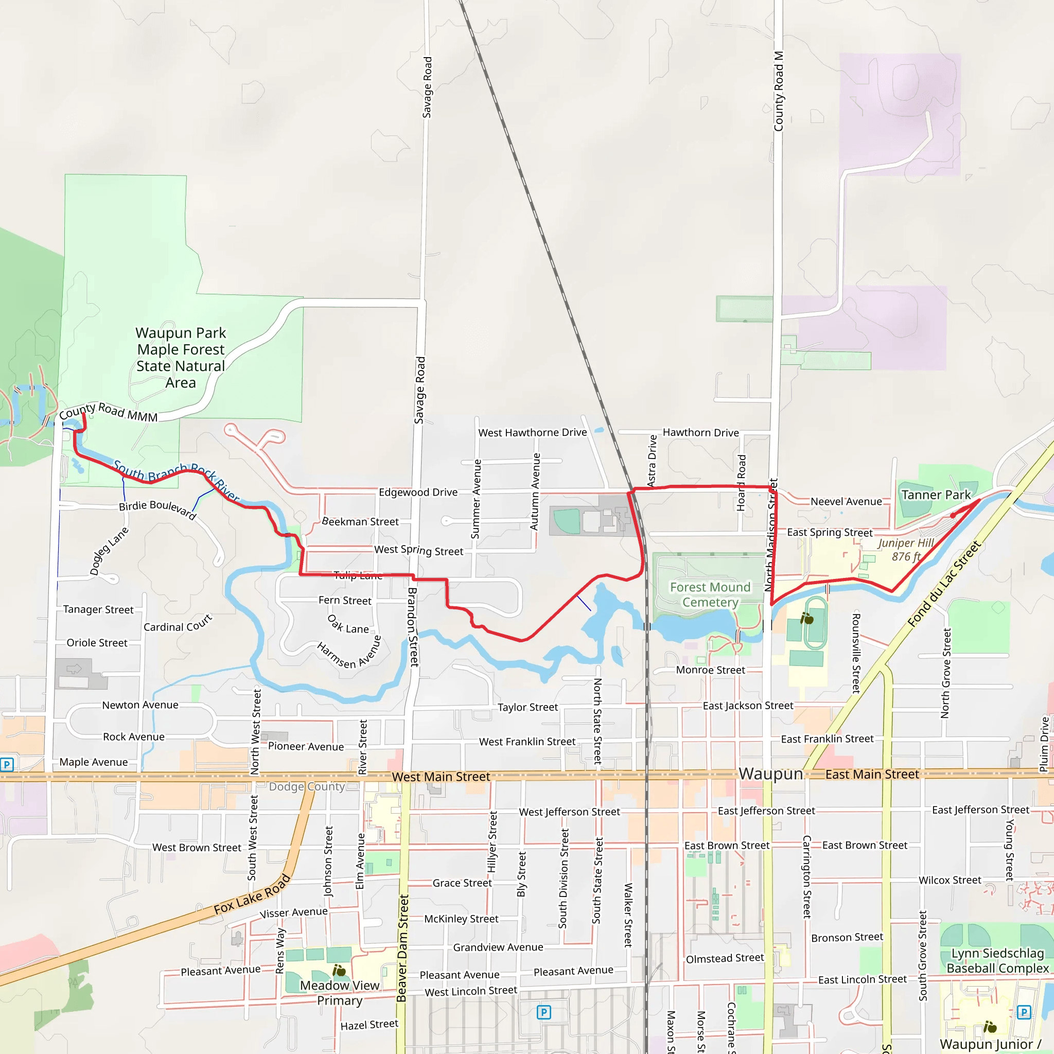 Juniper Hill and South Branch Rock River Walk mobile static map