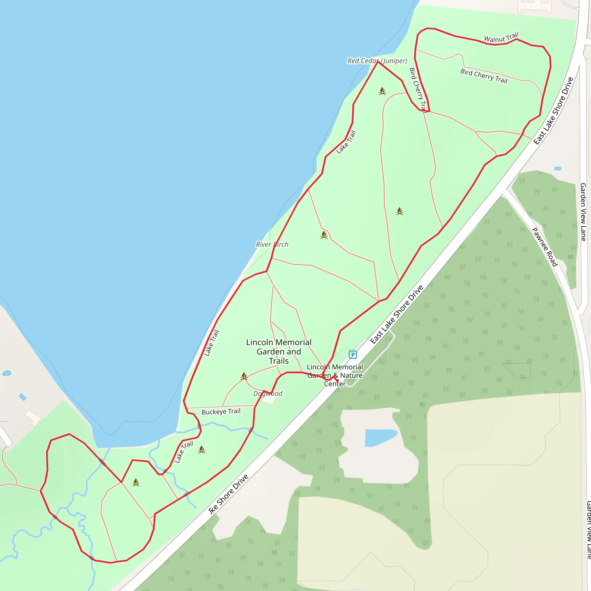 Lincoln Memorial Garden and Trails Loop mobile static map
