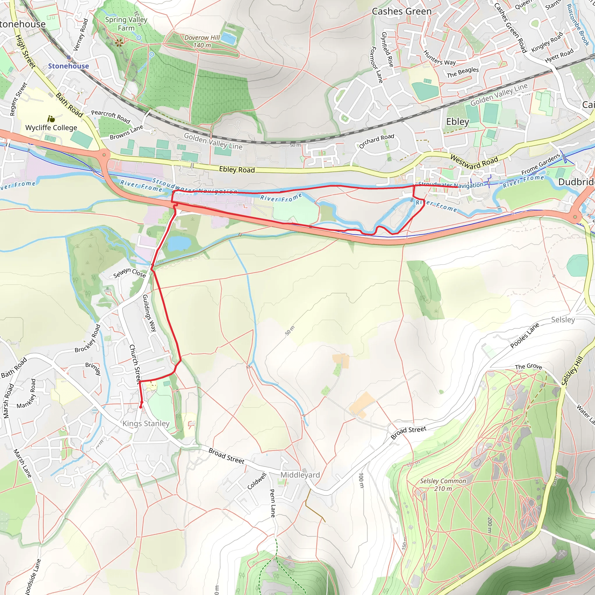 King’s Stanley to Ebley Mill mobile static map