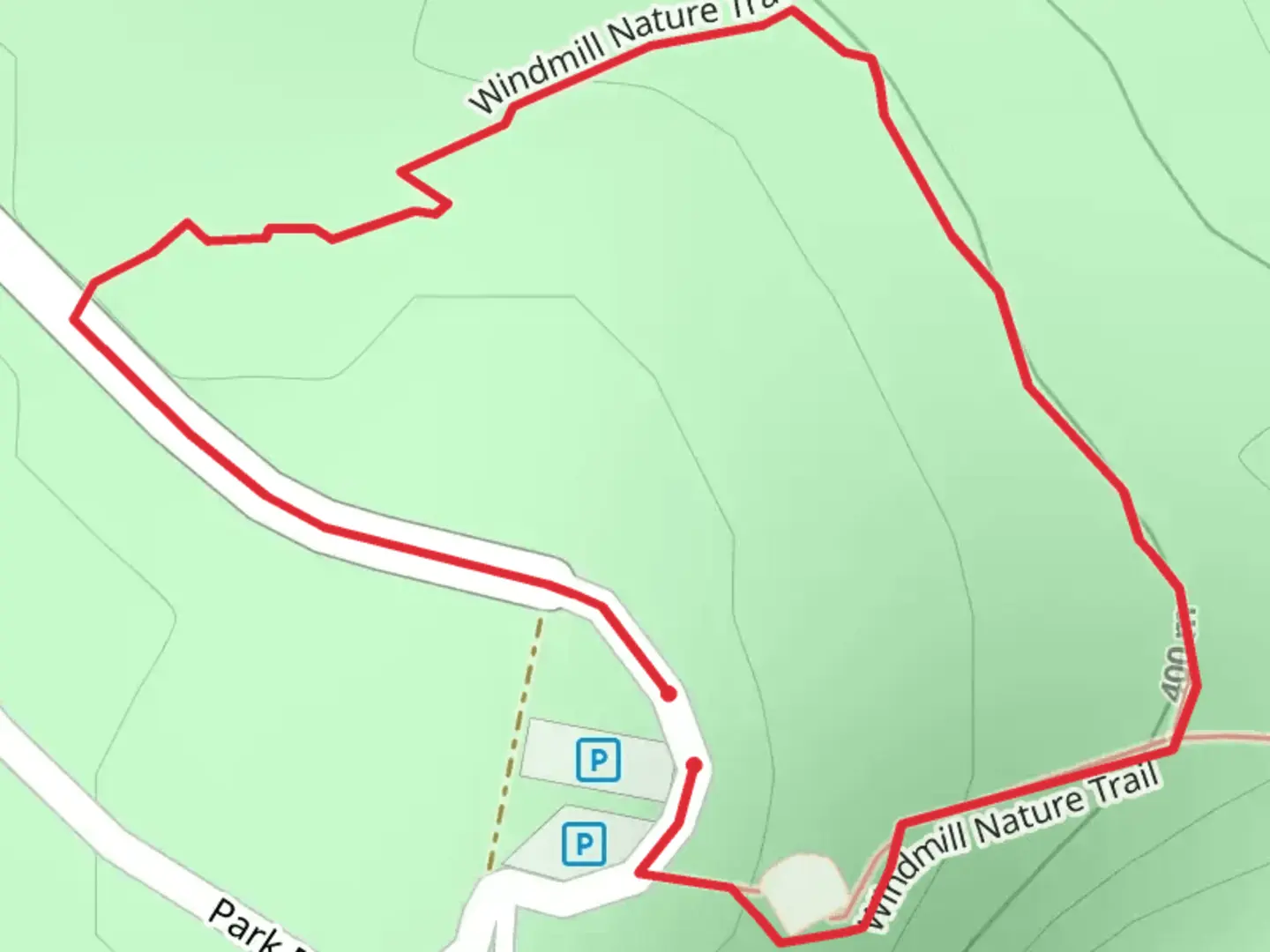 An image depicting the trail Windmill Nature Loop Trail and its surrounding area.