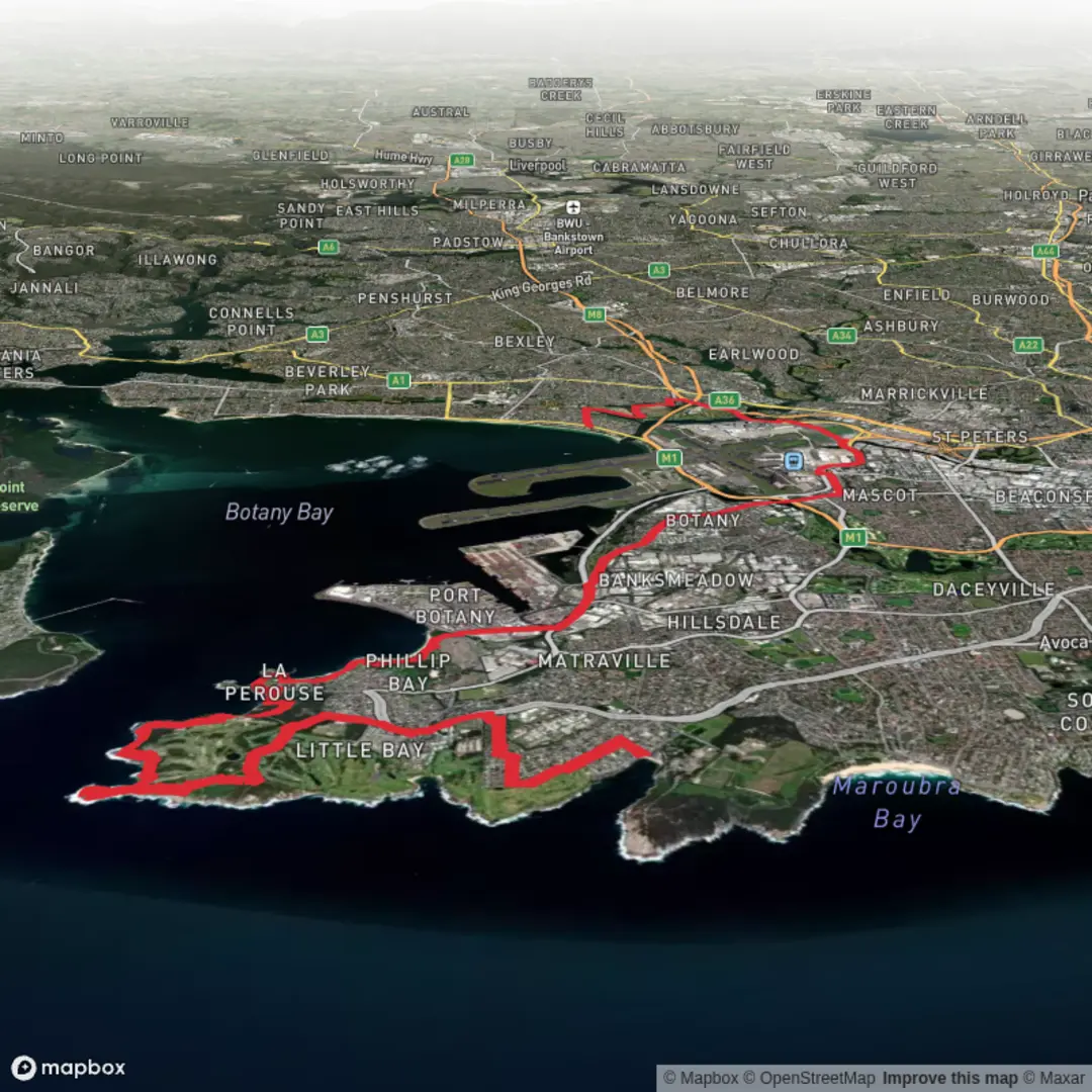 An image depicting the trail Malabar to Kyeemagh and its surrounding area.