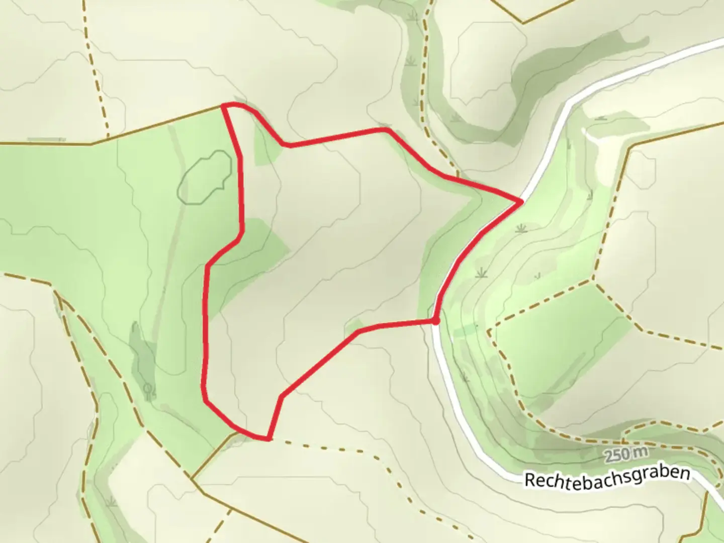 An image depicting the trail Rechtebachsgraben Loop and its surrounding area.