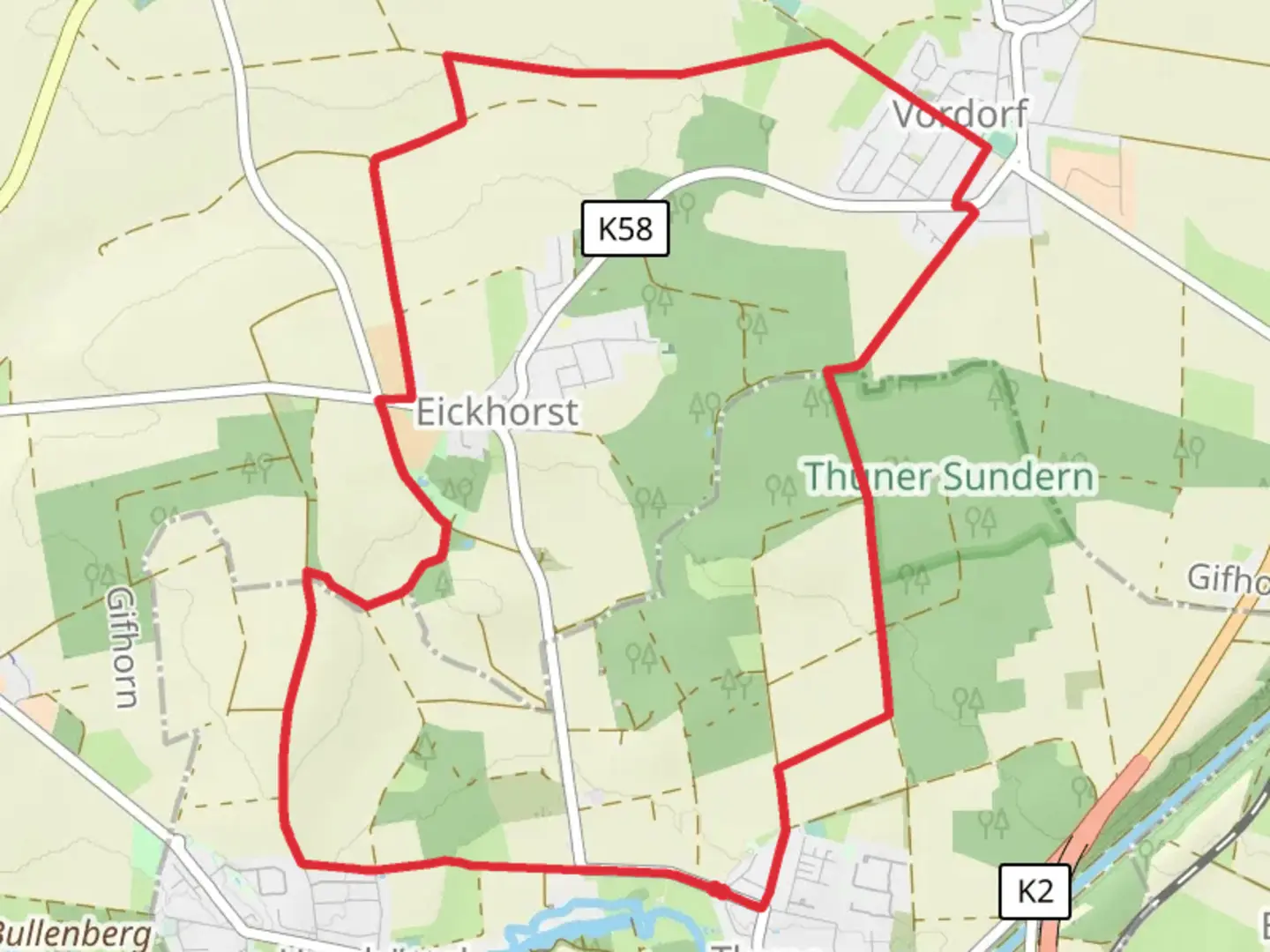 An image depicting the trail Thune Loop and its surrounding area.