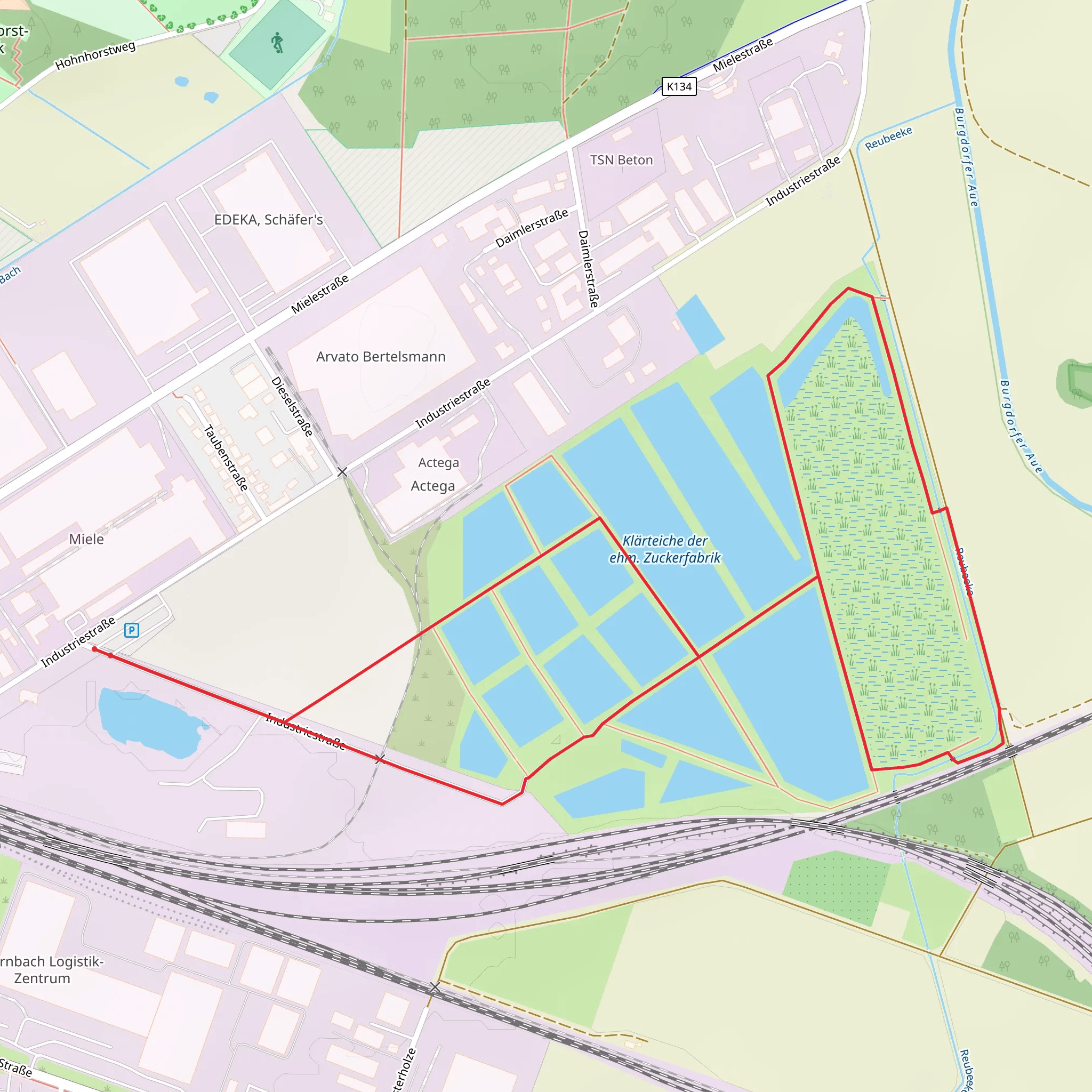 Klärteiche der ehm Zuckerfabrik Loop via Industriestraße mobile static map